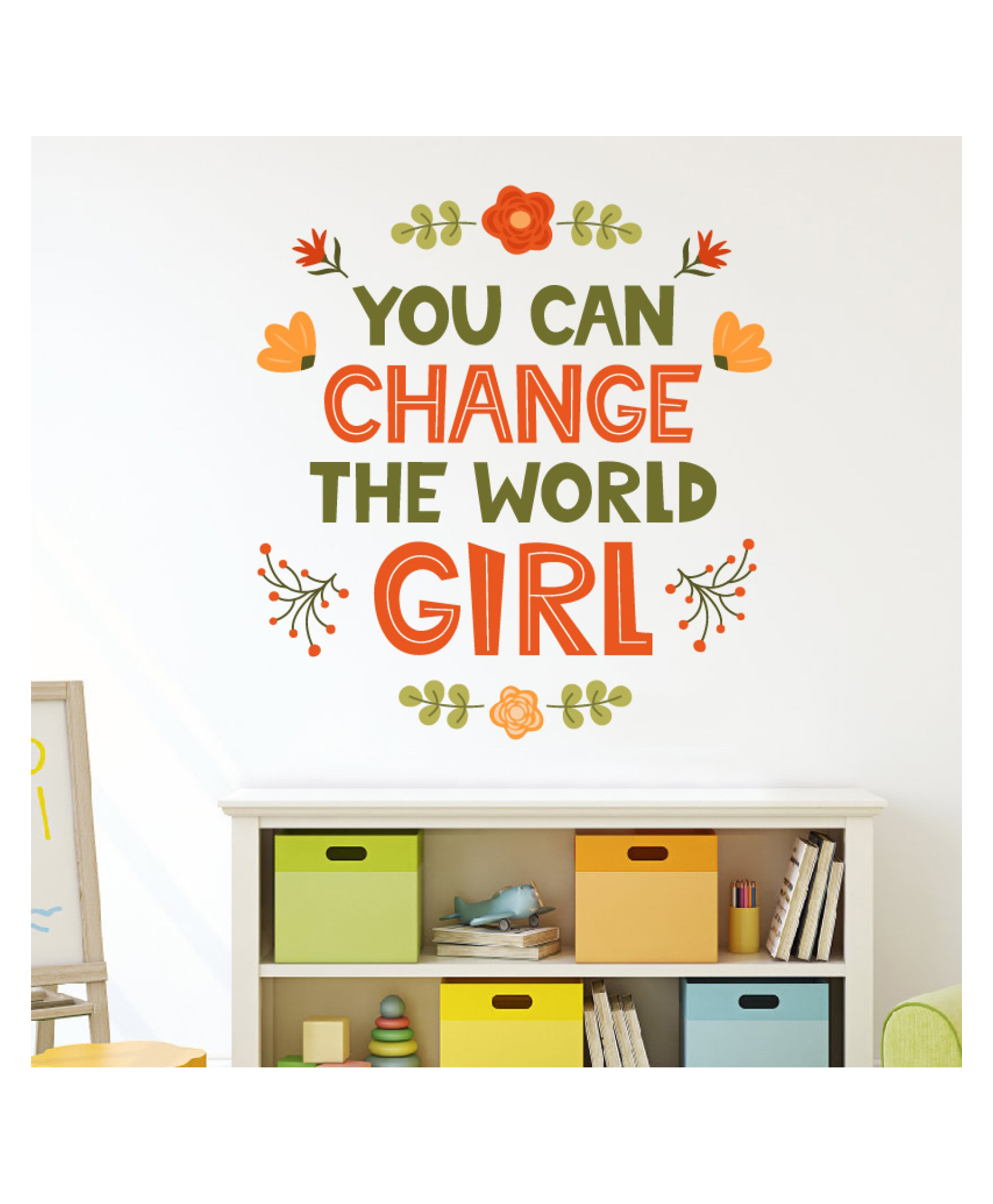 Jaamso Royals Colorful 'YOU CAN CHANGE THE WORLD GIRL' Decorative Wall Sticker (30CM x 40CM)-picture-23