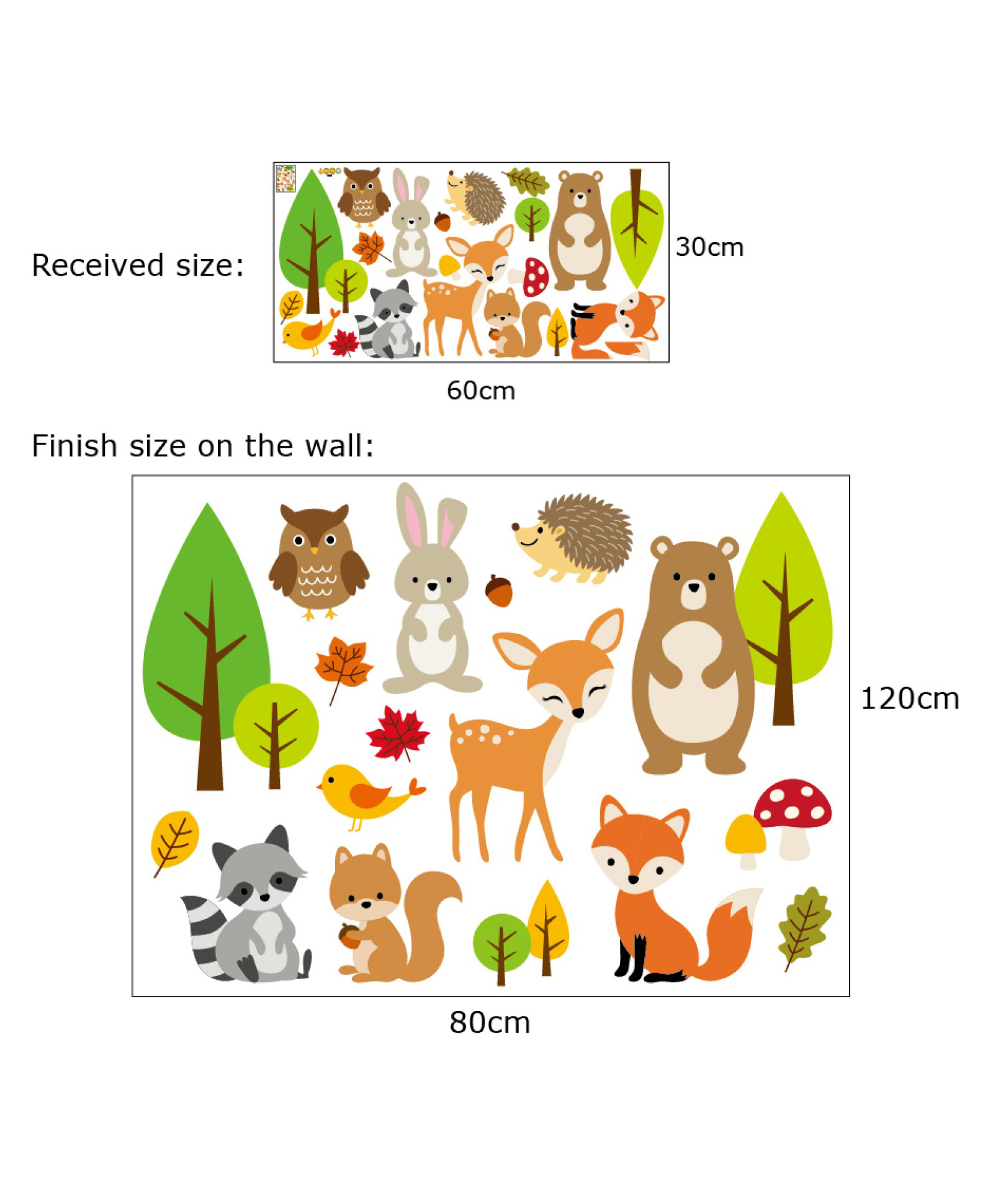 Jaamso Royals Multicolor Cute Cartoon Animals Decorative Wall Sticker (30CM x 60CM)-picture-10