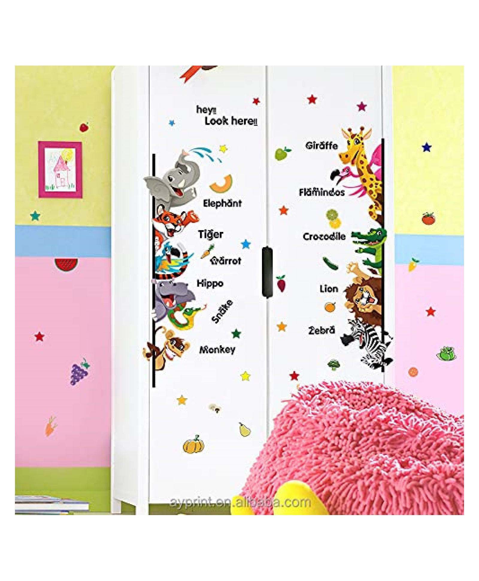 Jaamso Royals Cartoon Animals Design Self Adhesive Wall Sticker For Home Decoration-image-3
