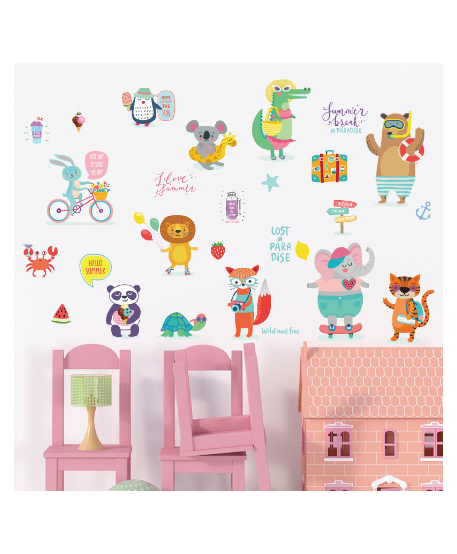 JAAMSO ROYALS Cartoon Animals Zoo Decorative Self Adhesive Vinyl Wall Sticker (50 CM X 70 CM)-image-19