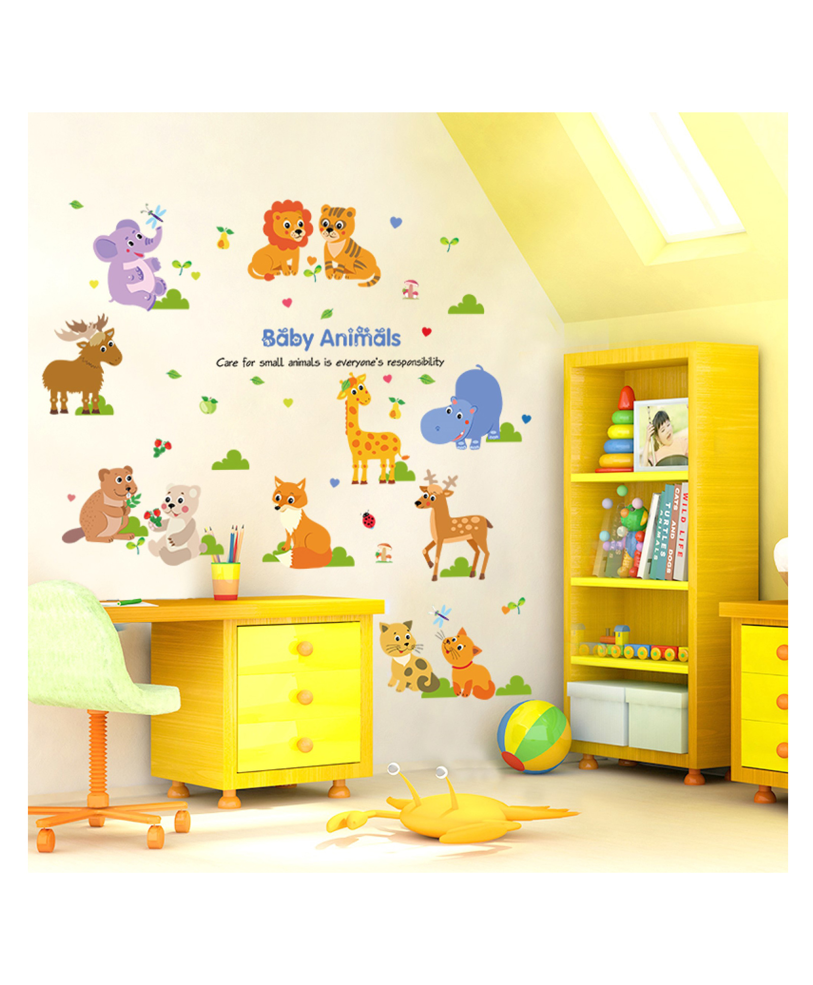 JAAMSO ROYALS Baby Animals Peel And Stick Self Adhesive Wall Sticker (60cm x 90cm)-picture-22