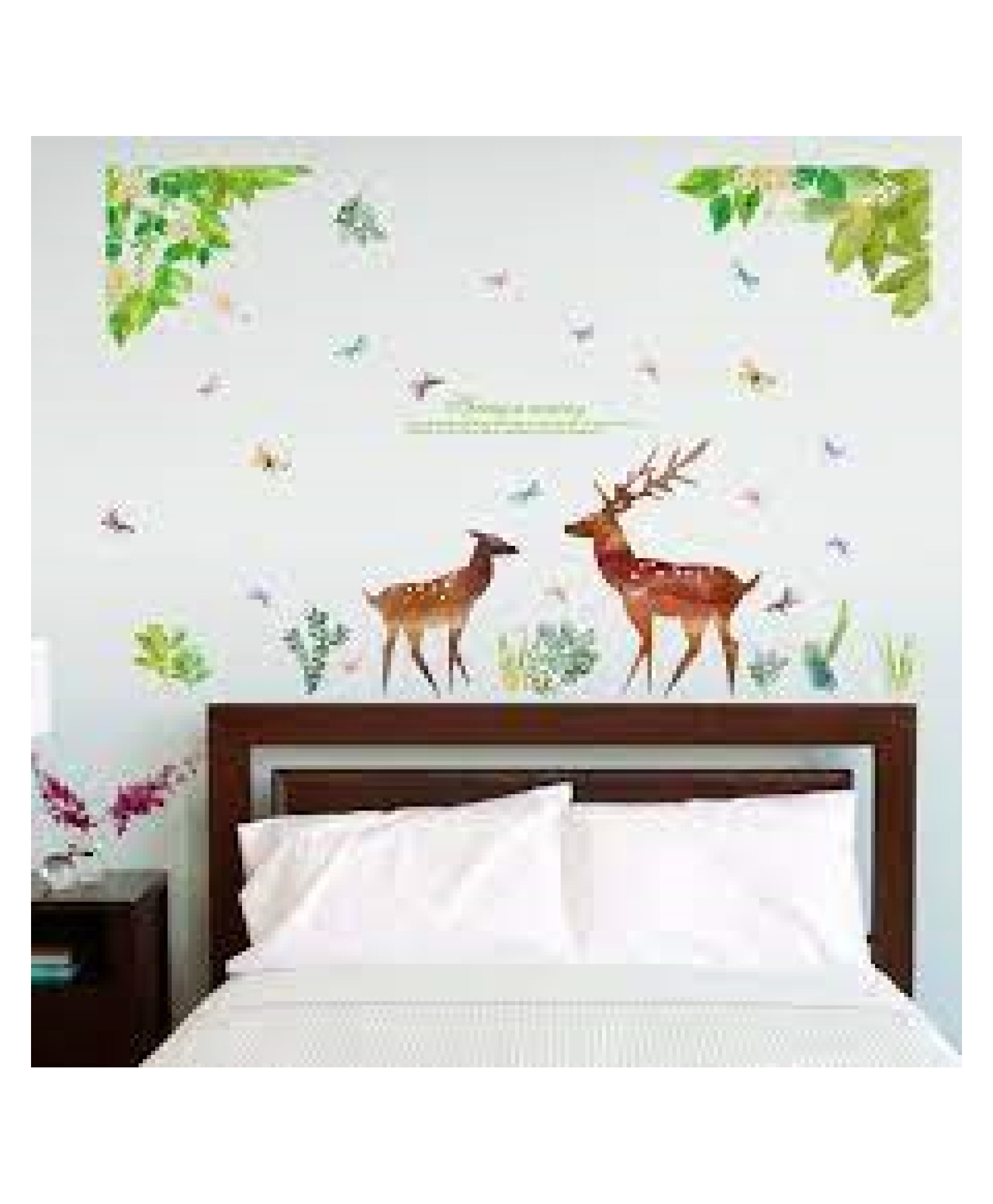 Jaamso Royals Deer with Green Leaves Decorative Waterproof Wallsticker (60 CMx 90 CM)-image-24