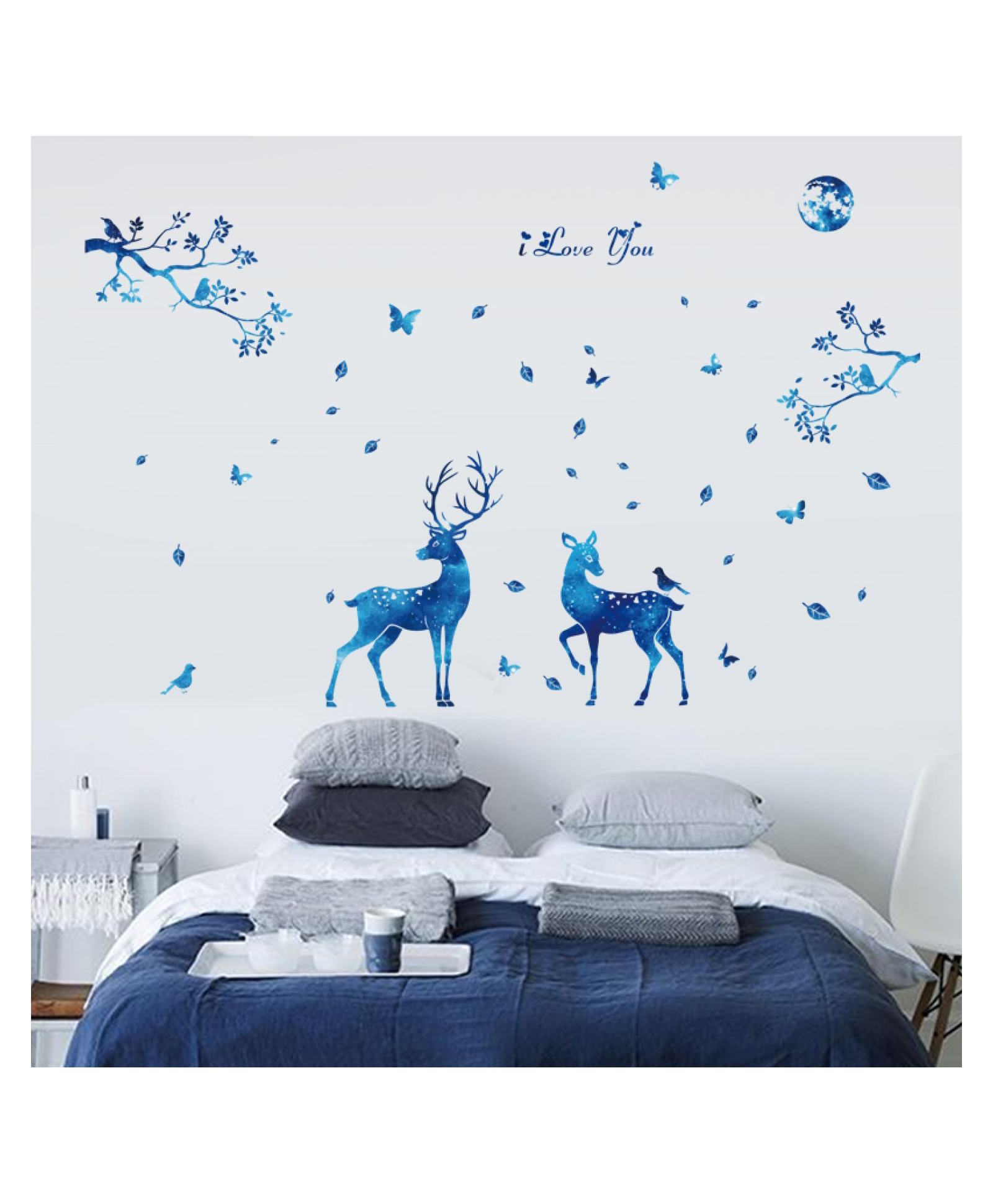 Jaamso Royals Blue Elk Nordic Style PVC Vinyl Self Adhesive Wall Sticker (60 CM X 90 CM)-picture-13