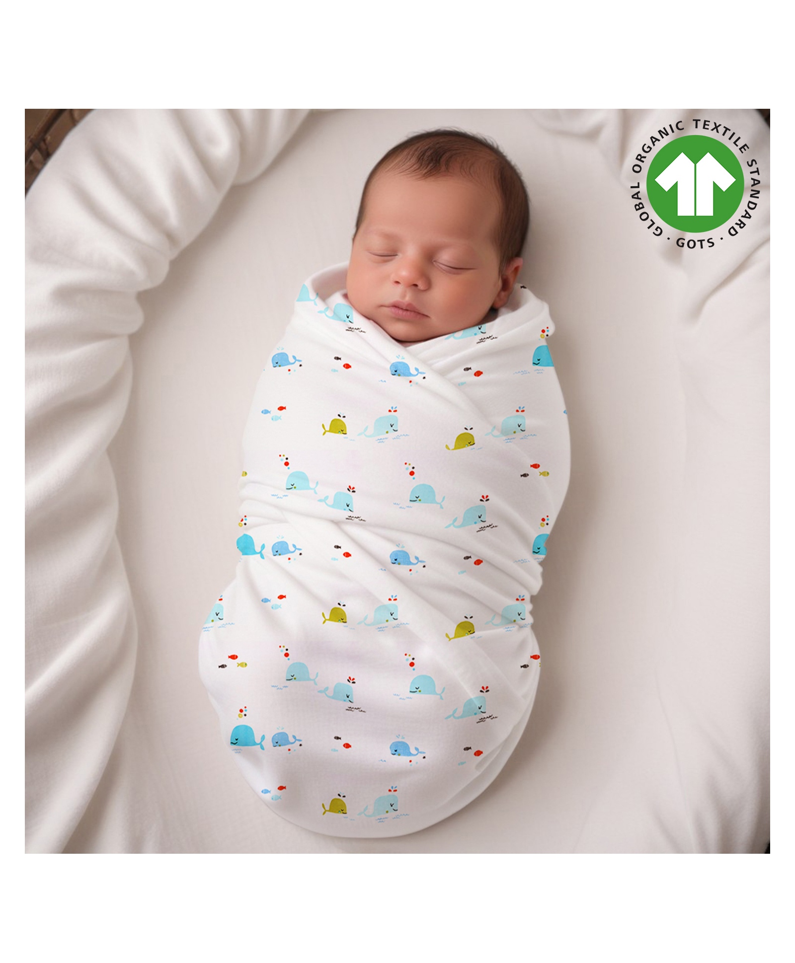 Mom's Home Organic Cotton Muslin Swaddle Cum Bath Towel Elephant Print - White