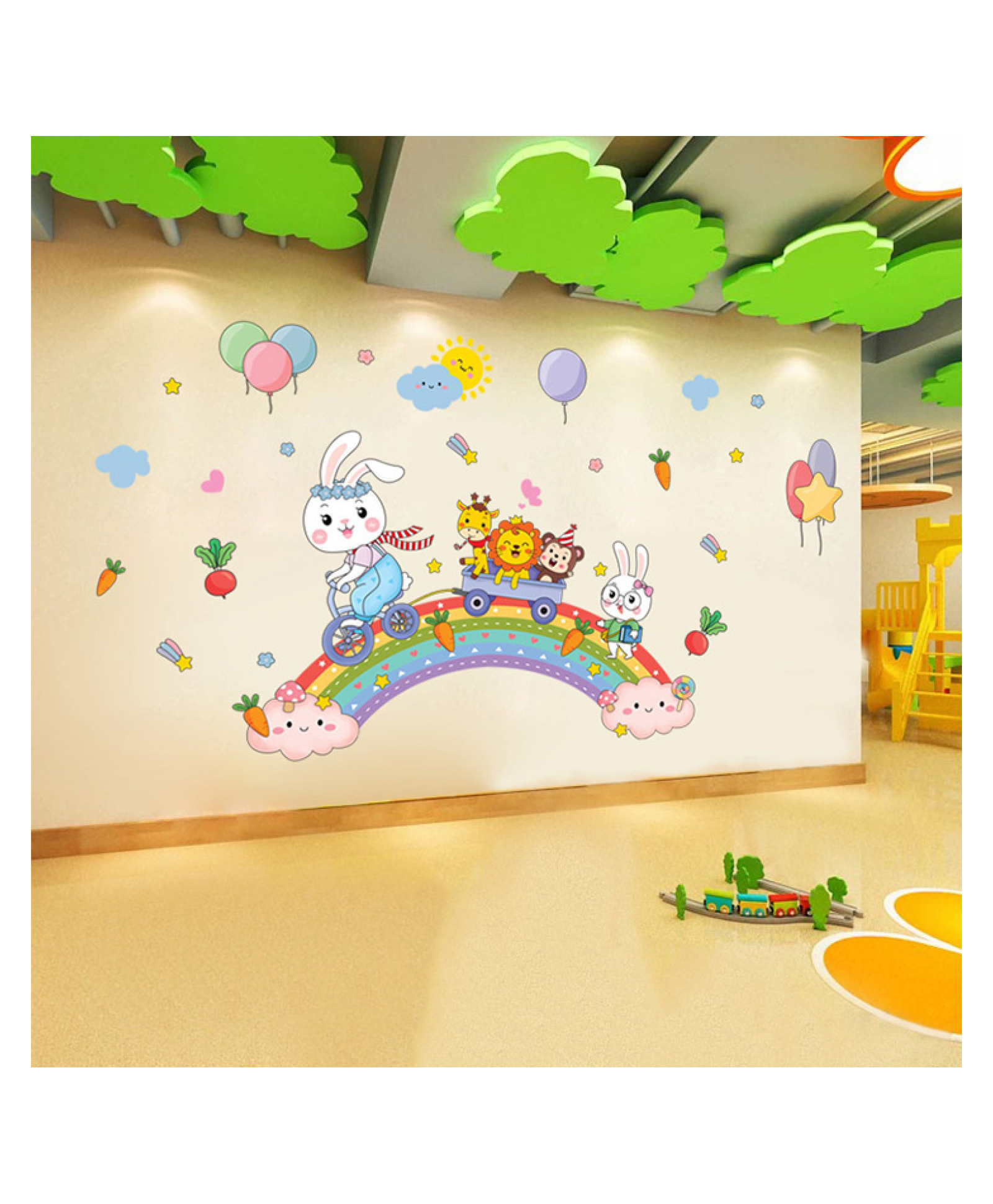 JAAMSO ROYALS Cartoon Animals DIY Lion Bear Giraffe Mural Decals Wall Sticker (60 CM x 90 CM)-picture-38