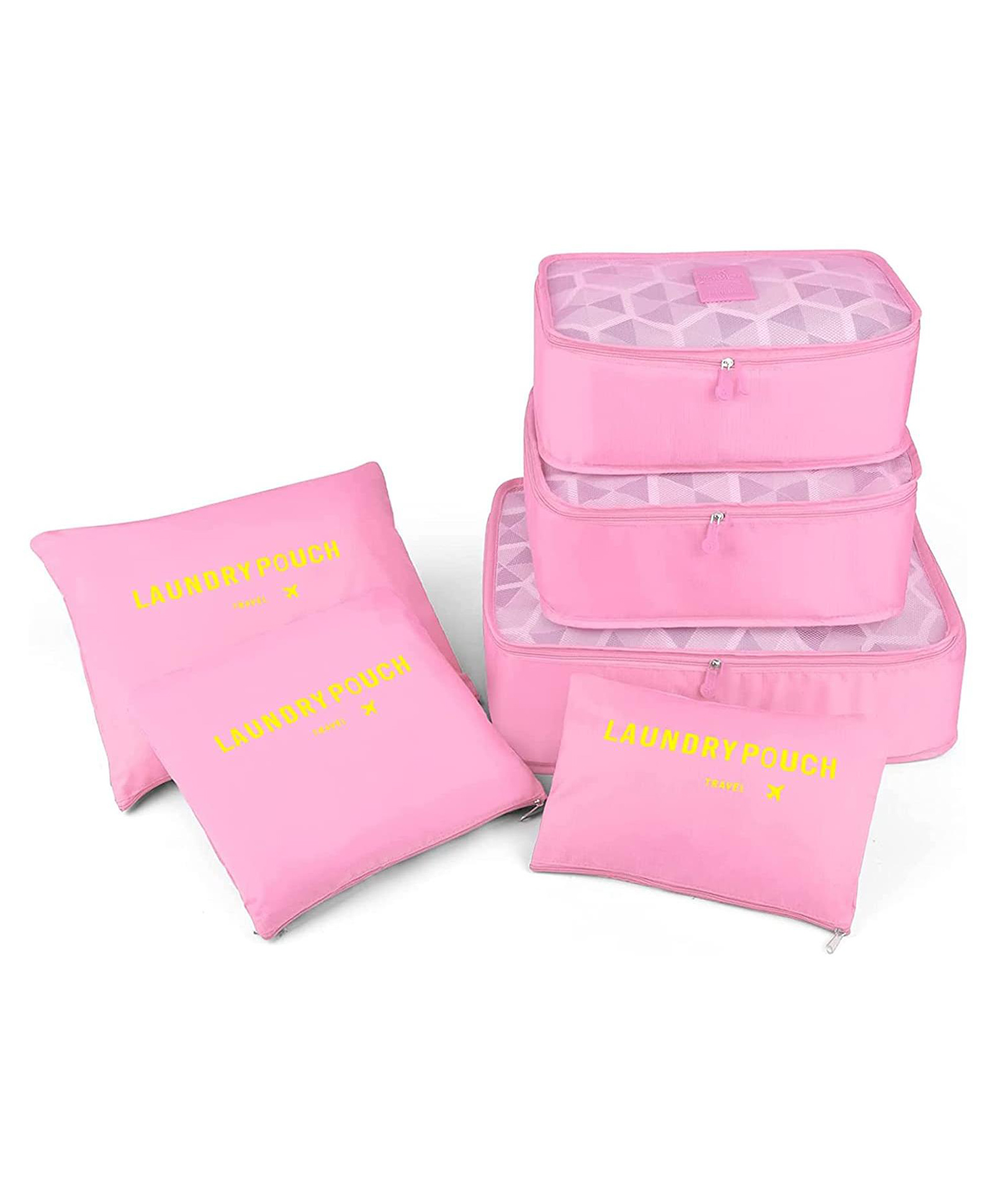 Awestuffs Set of 6 Travel Luggage Organizer Packing Cubes, Laundry Bags & Digital Pouch, Luggage Compression Pouches-image-47