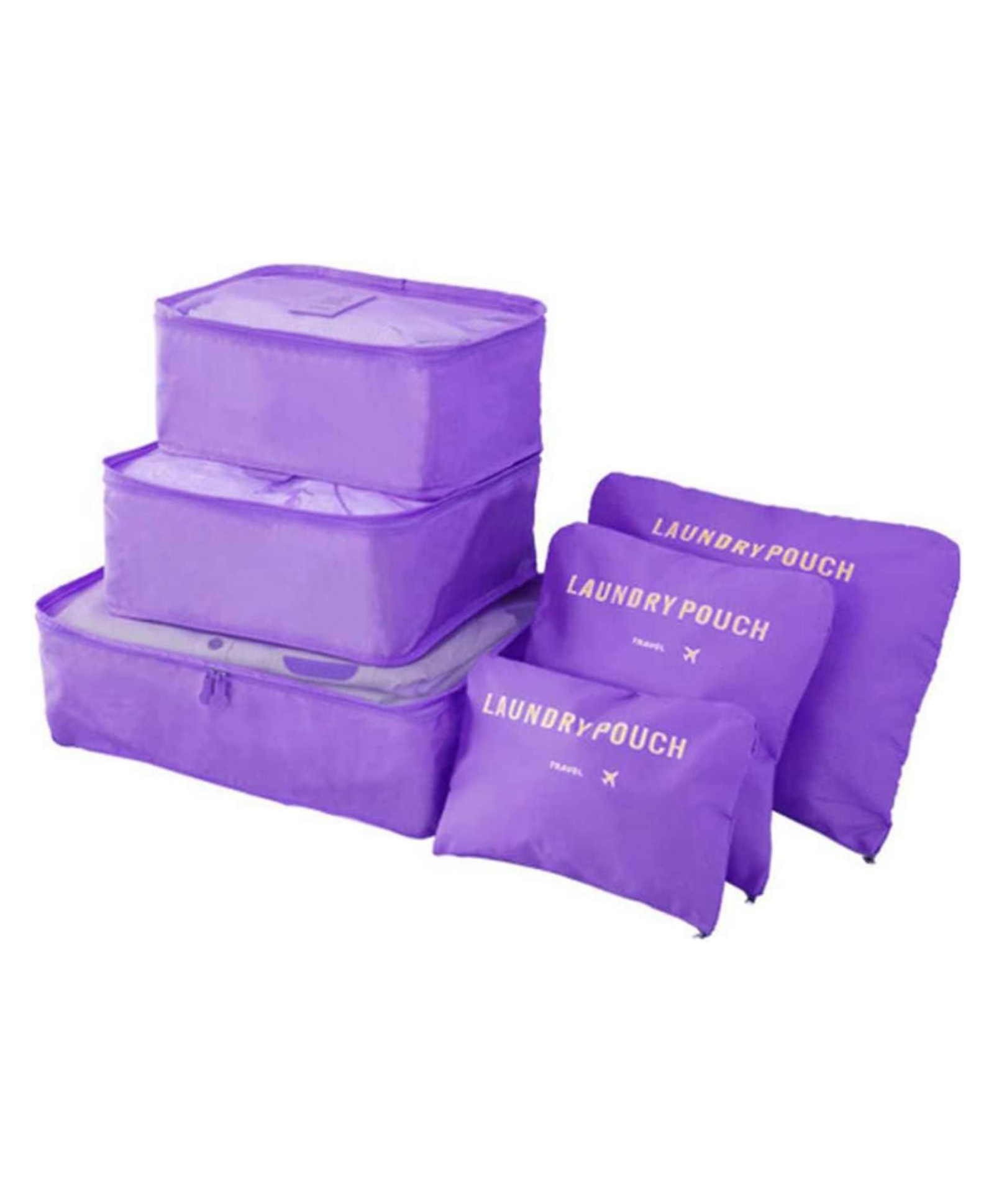 Awestuffs Set of 6 Travel Luggage Organizer Packing Cubes, Laundry Bags & Digital Pouch, Luggage Compression Pouches-image-48