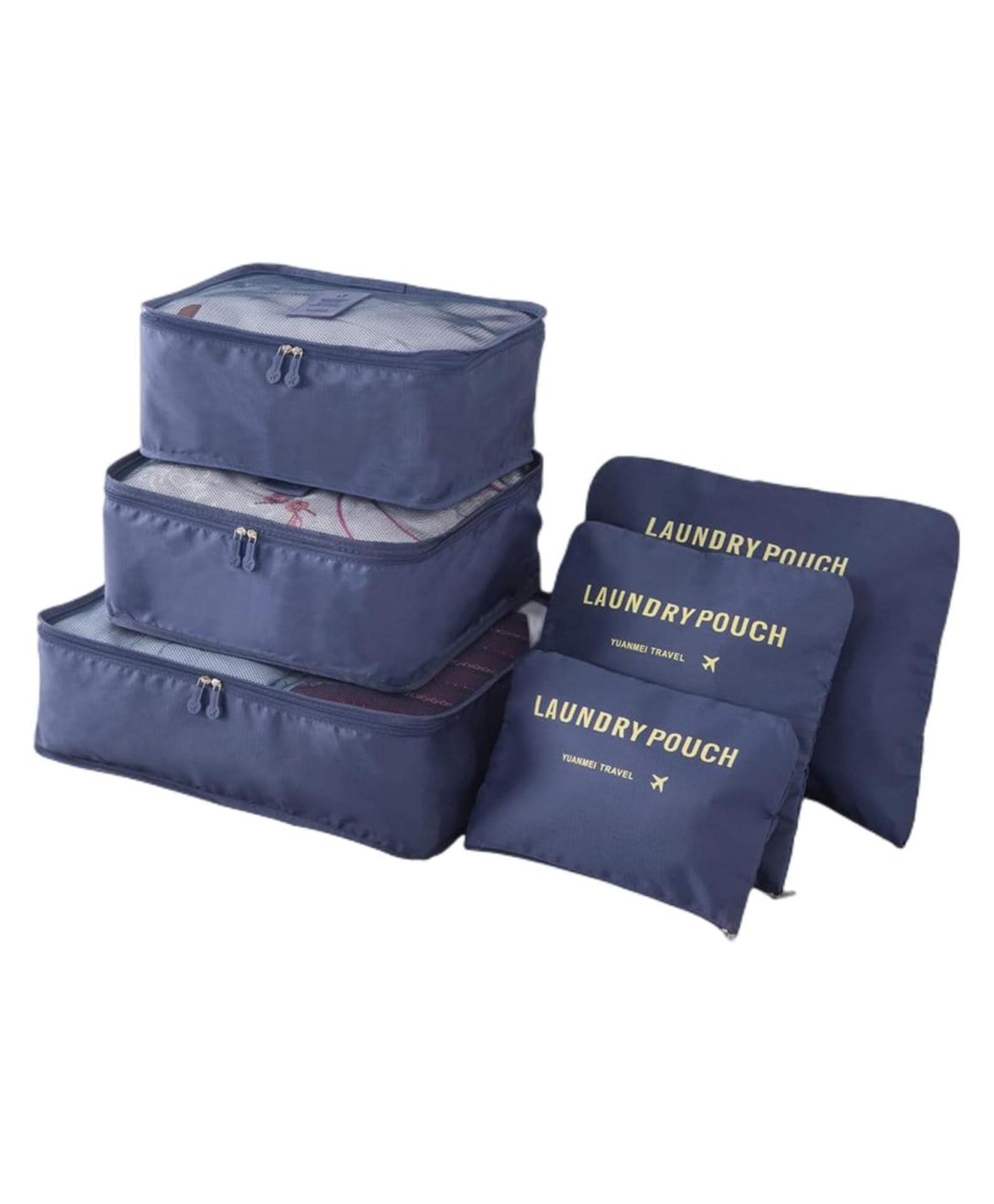 Awestuffs Set of 6 Travel Luggage Organizer Packing Cubes, Laundry Bags & Digital Pouch, Luggage Compression Pouches-image-49