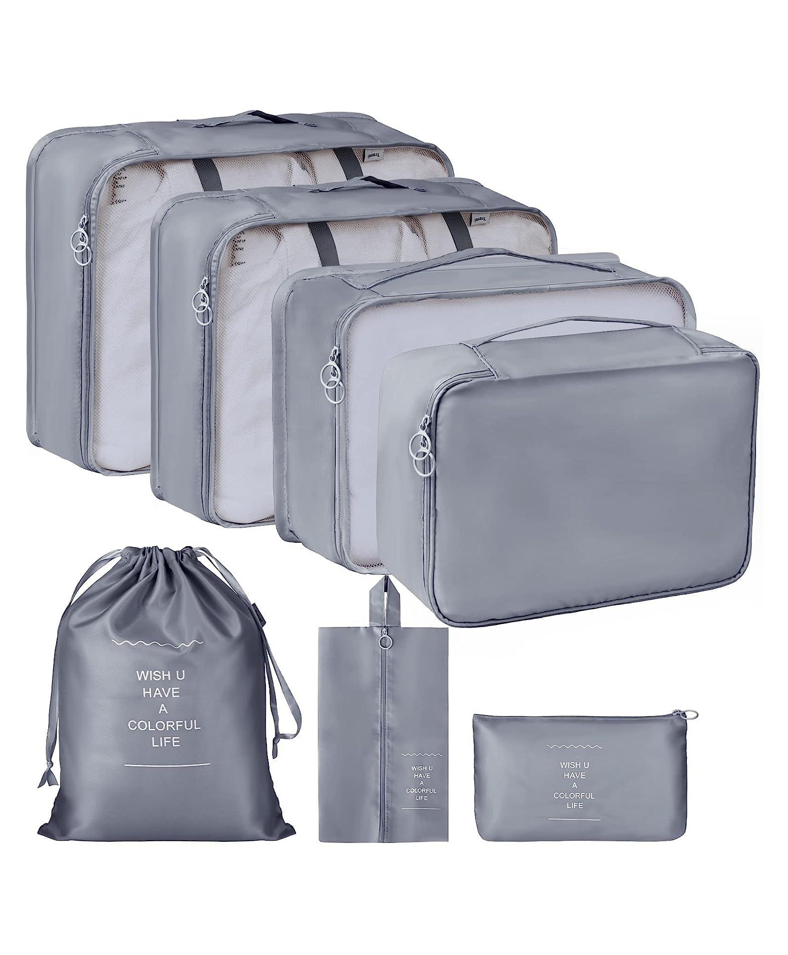 Awestuffs 7 Set Packing Cubes for Travel, Travel Organizer for Suitcase, Luggage, Travel Bags for Carry on, Waterproof Travel Essential with Laundry Bag-picture-45