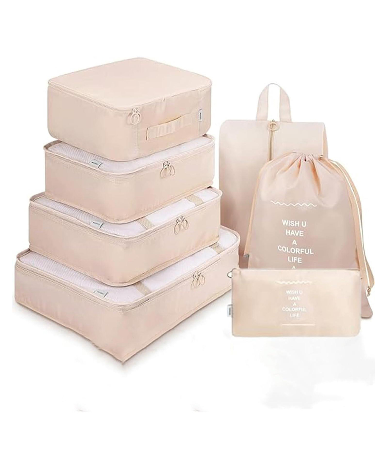 Awestuffs 7 Set Packing Cubes for Travel, Travel Organizer for Suitcase, Luggage, Travel Bags for Carry on, Waterproof Travel Essential with Laundry Bag-picture-1