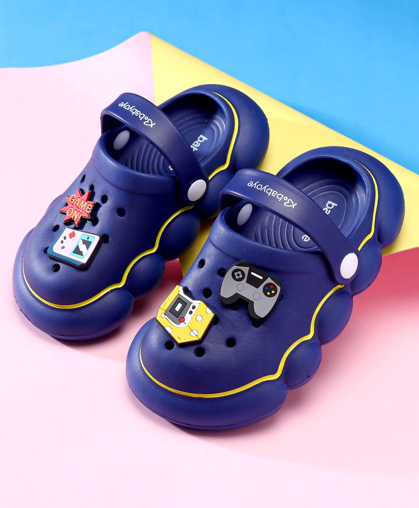 Babyoye Clogs with Backstrap Closure & Game Theme Applique - Royal Blue-picture-20