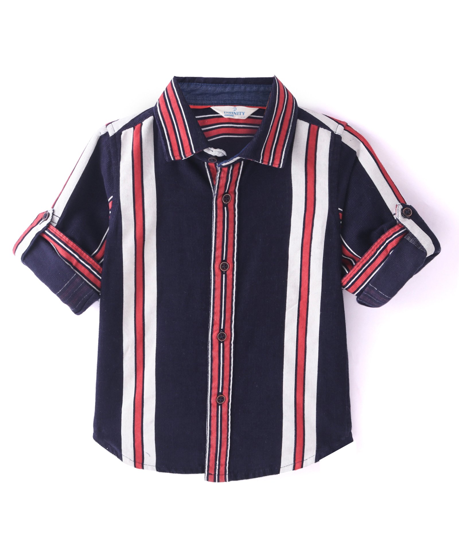 INFINITY Corduroy Cotton Woven Full Sleeves Striped Shirt - Navy-picture-21