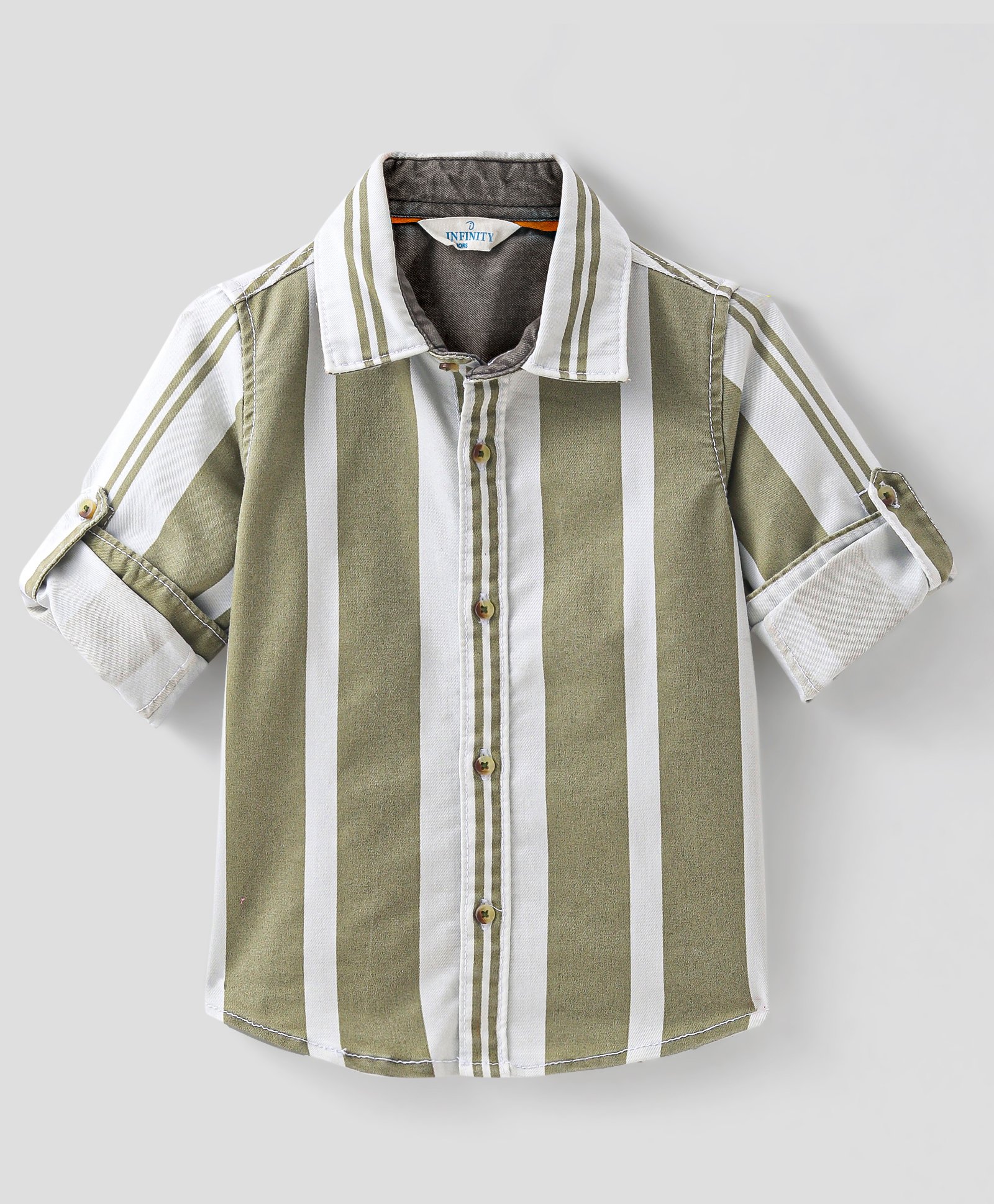 INFINITY Twill Cotton Woven Full Sleeves Indigo Striped Shirt - Khaki-picture-22