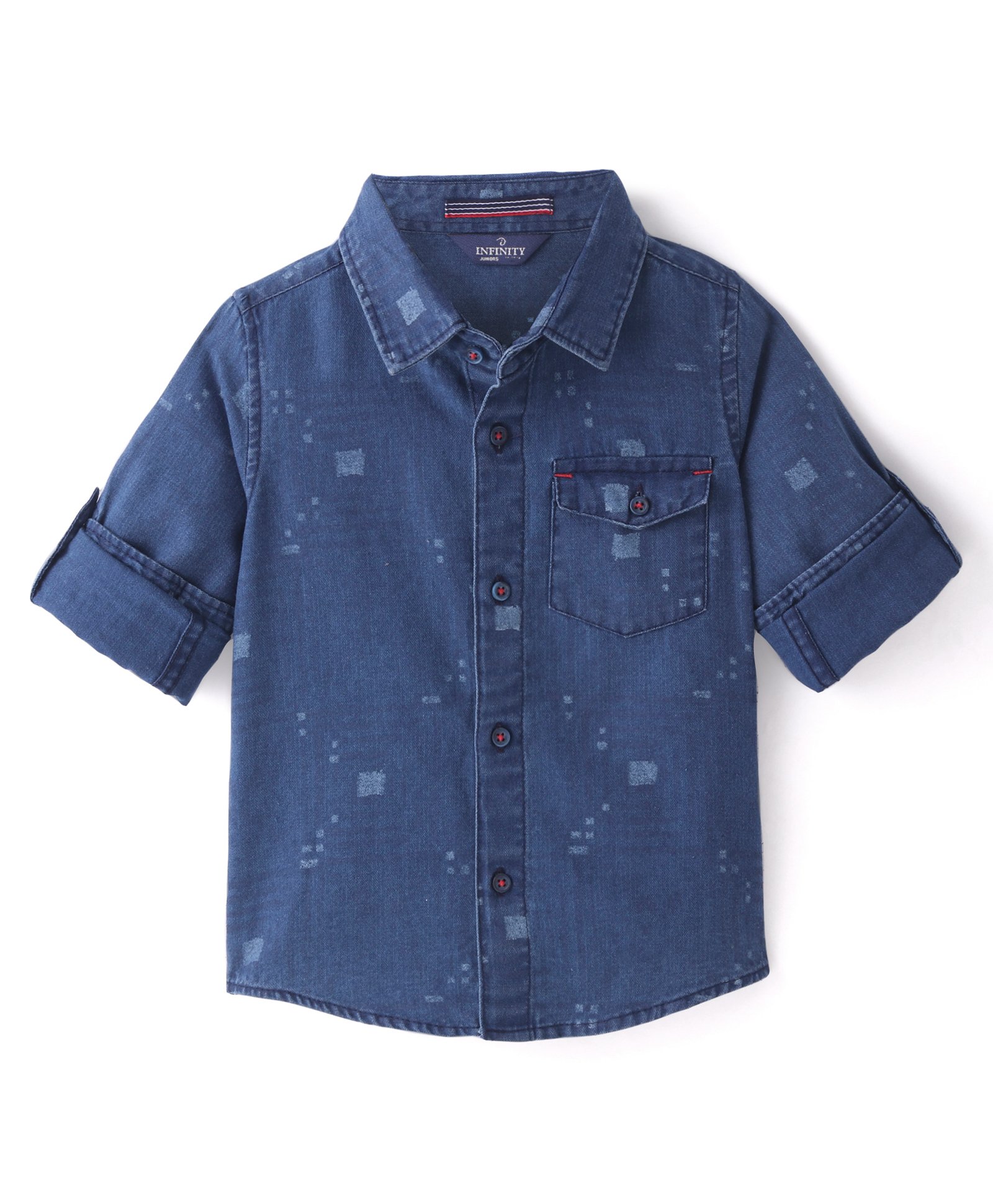 INFINITY Denim Woven Full Sleeves Abstract Printed Shirt - Blue-image-33