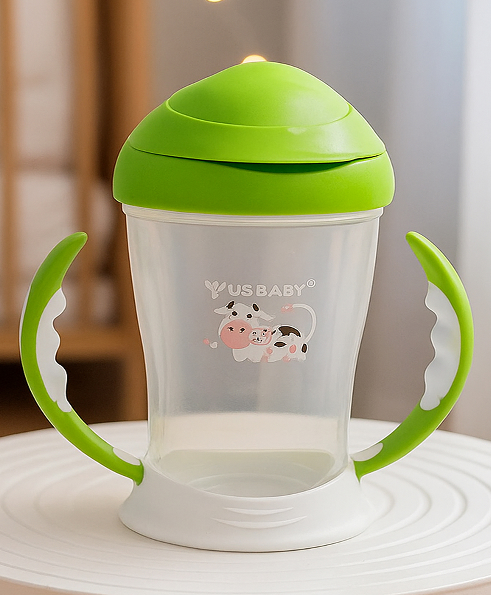 The Cheeky Kidzz Baby Feeding Silicone Straw Sipper Water Milk Liquids With Handles Feeder Bottle - 200 ml(GREEN)-image-37
