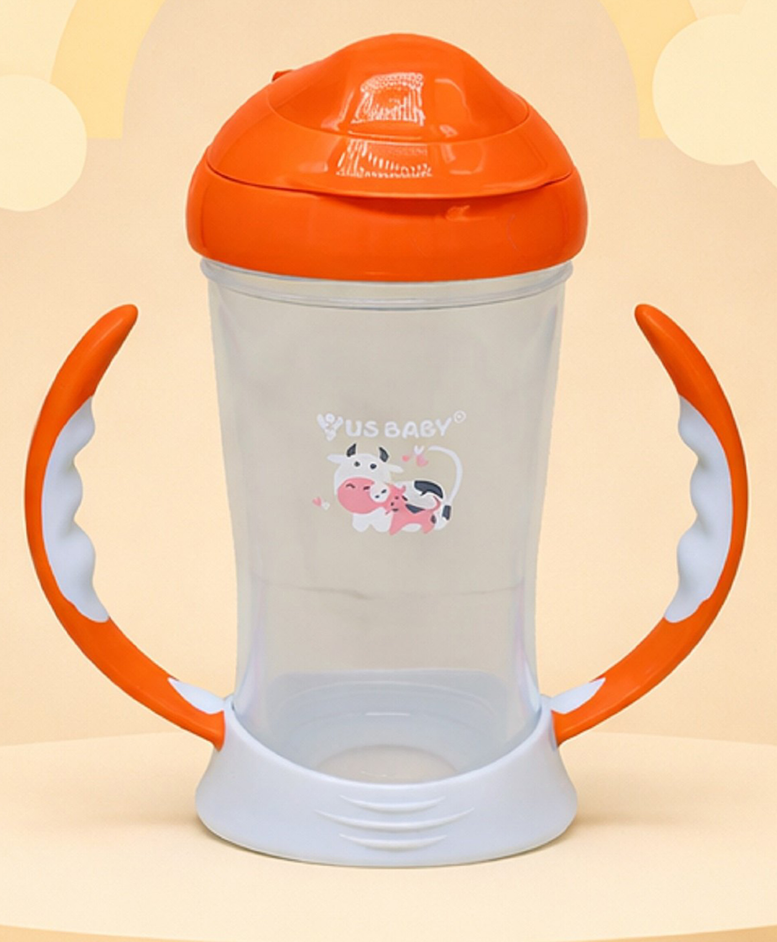 The Cheeky Kidzz Baby Feeding Silicone Straw Sipper Water Milk Liquids With Handles Feeder Bottle - 200 ml(ORANGE)-image-36