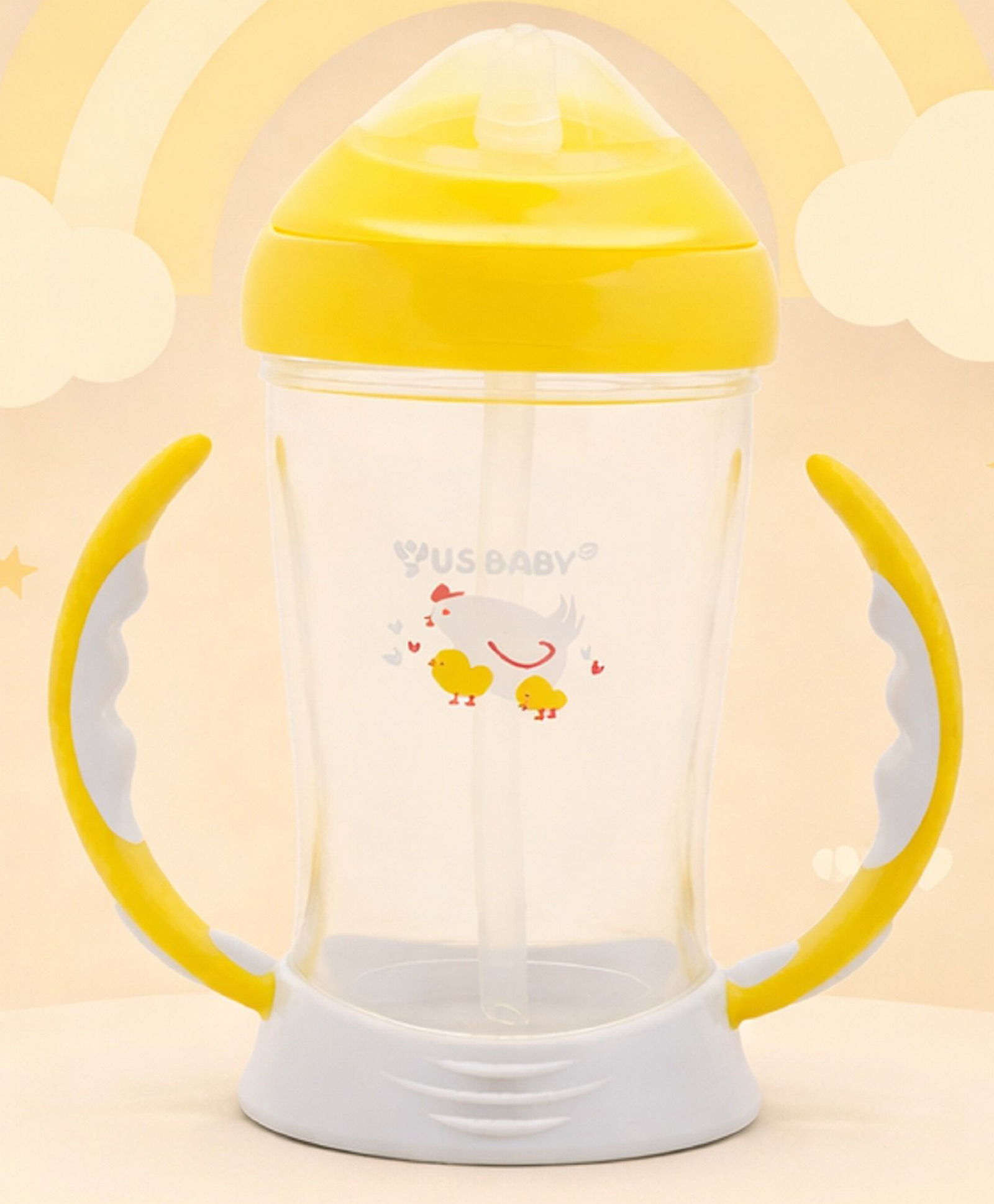 The Cheeky Kidzz Baby Feeding Silicone Straw Sipper Water Milk Liquids With Handles Feeder Bottle - 200 ml(YELLOW)-image-35