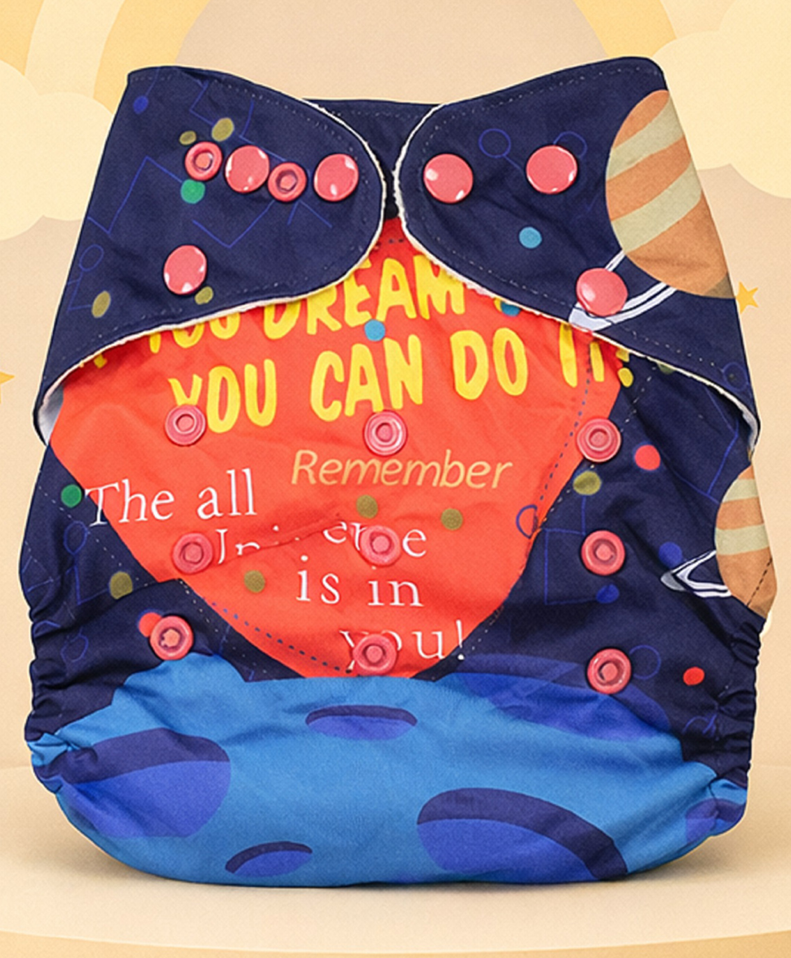 The Cheeky Kidzz Baby Pocket Printed Astronaut Cloth Diapers With Insert Reusable Cloth Diapers Washable Fitted Diapers One Size Reusable for Baby Girls and Boys (0-24 MONTHS)-image-11