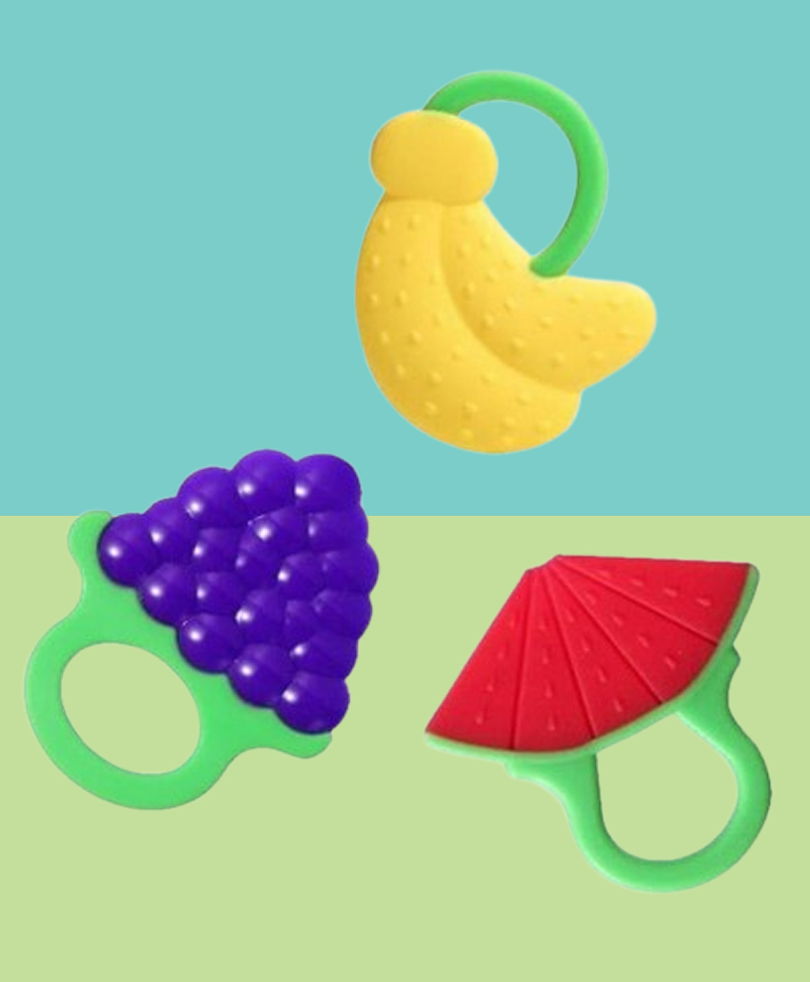 The Cheeky Kidzz Baby Fruit Shape Silicone Teether Teething Toys for Baby Textured Molar Teeth Soother Massage (PACK OF 3)-picture-37