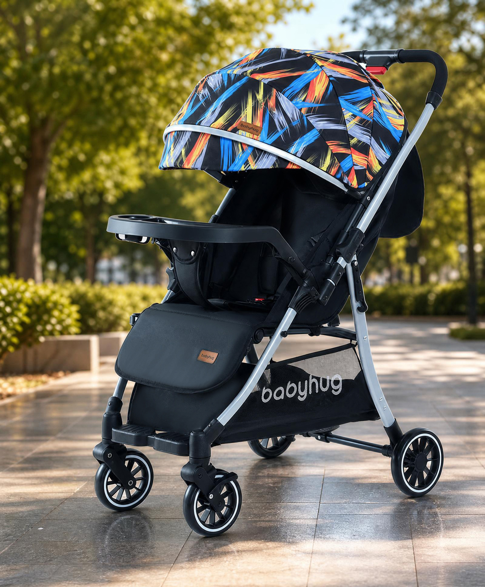 Babyhug Travel Compact Baby Stroller with Reversible Handle Adjustable Backrest & Canopy - Multicolor-image-48