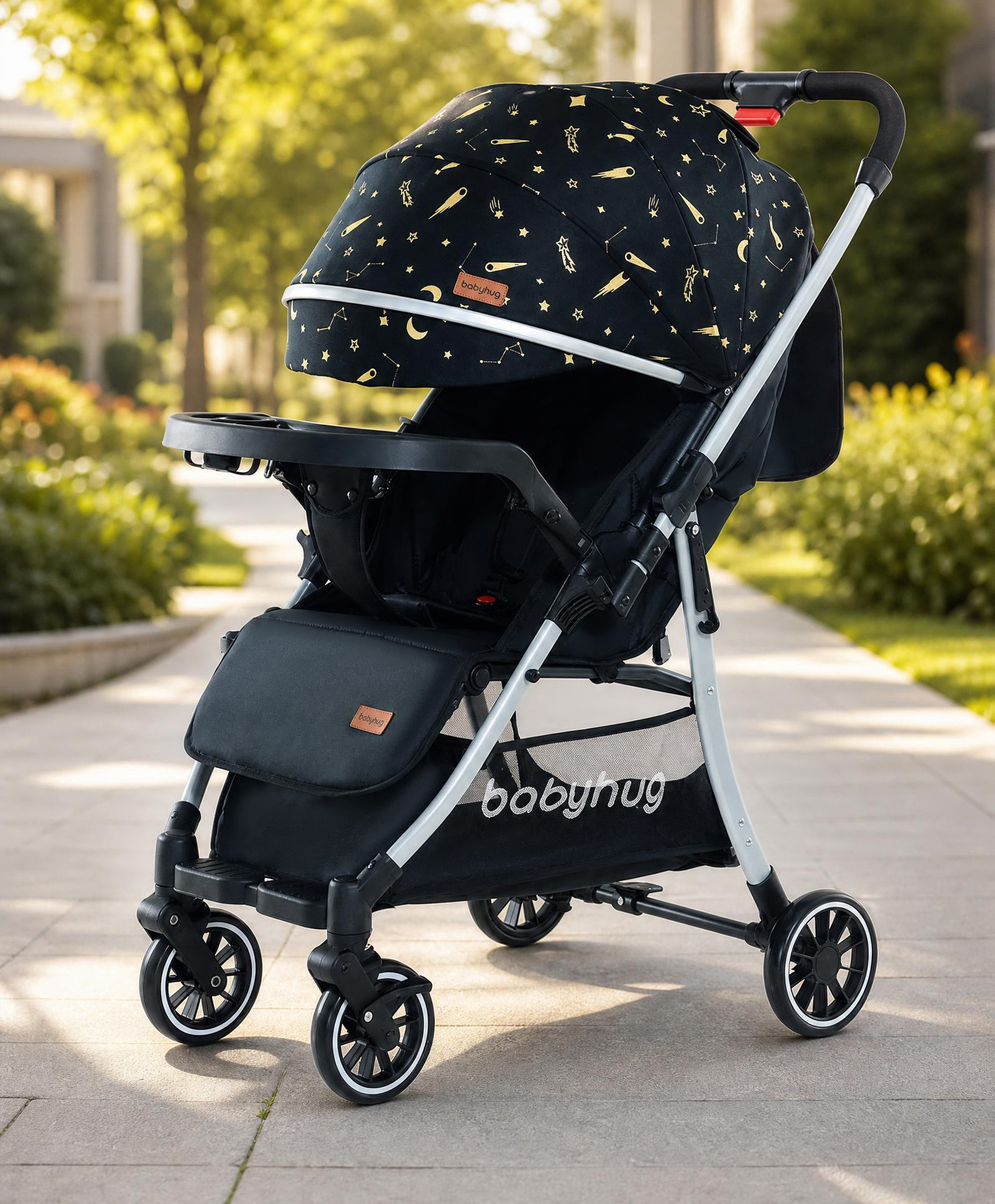 Babyhug Travel Compact Baby Stroller with Reversible Handle Adjustable Backrest & Canopy - Black-picture-14
