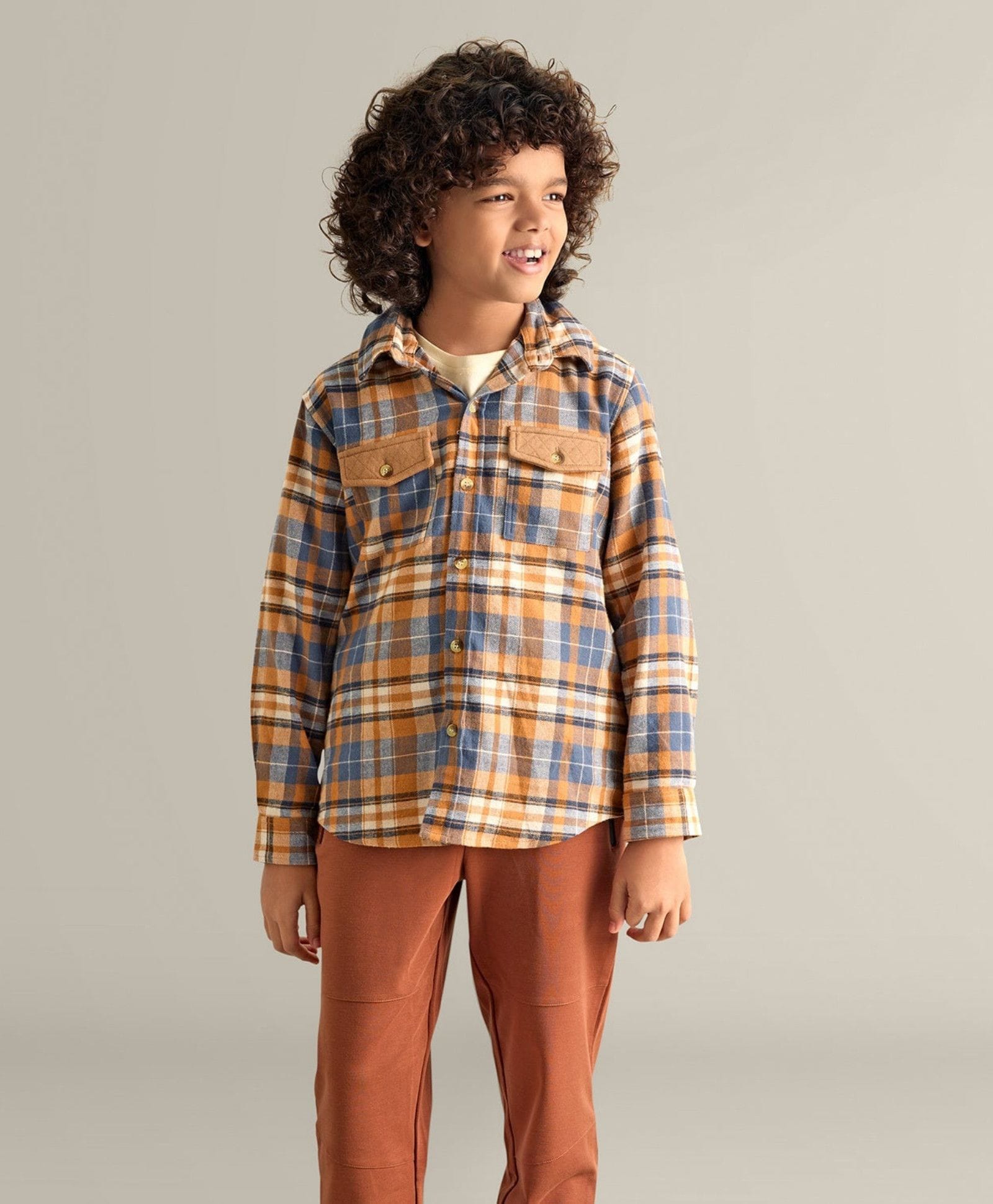 My Milestones Full Sleeves Checked Shirt - Tan-picture-13