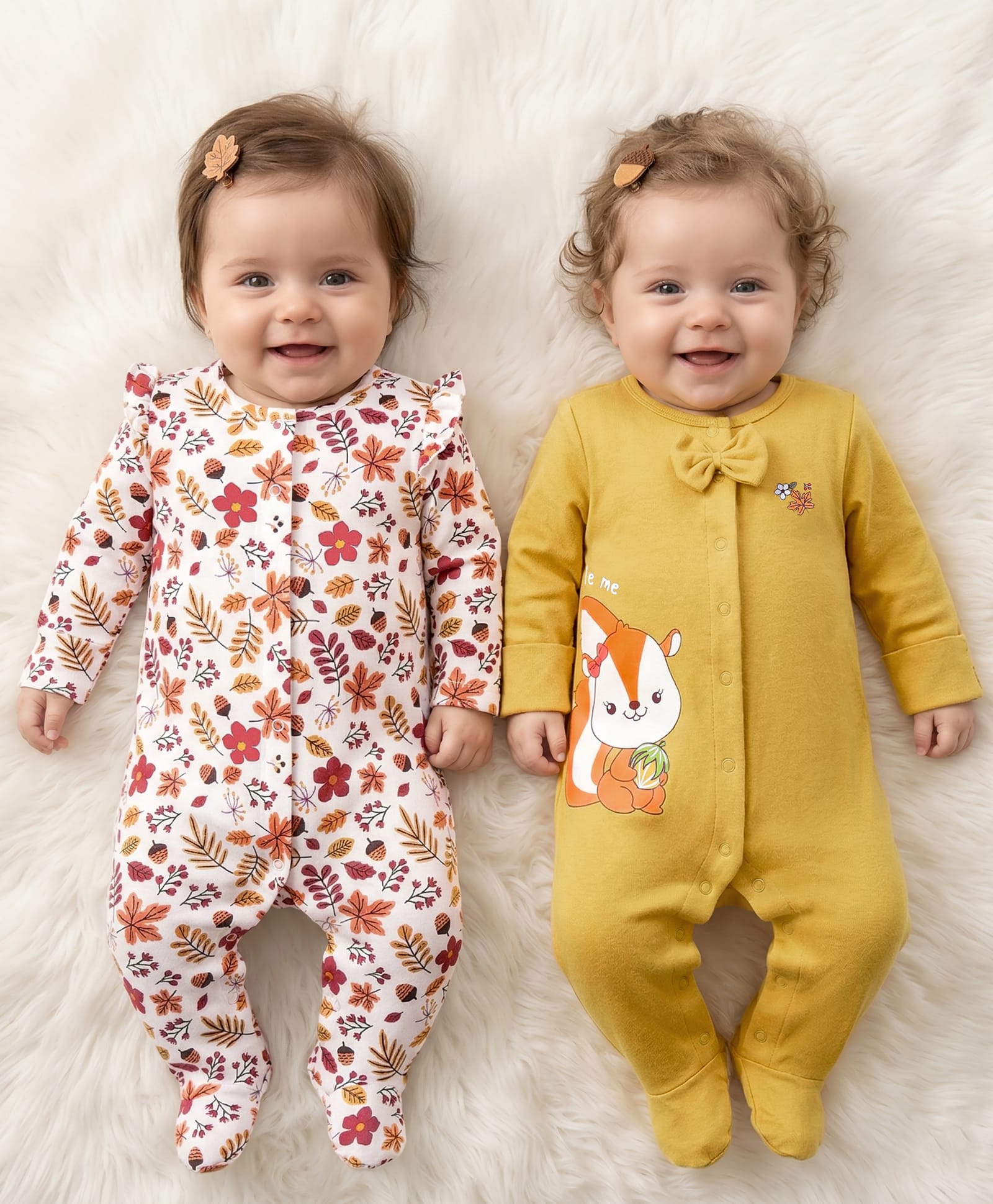 Babyoye Eco Conscious 100% Cotton Full Sleeves Sleep Suit with Eco Jiva Finish Floral and Fox Print Pack of 2 - Mustard-image-22