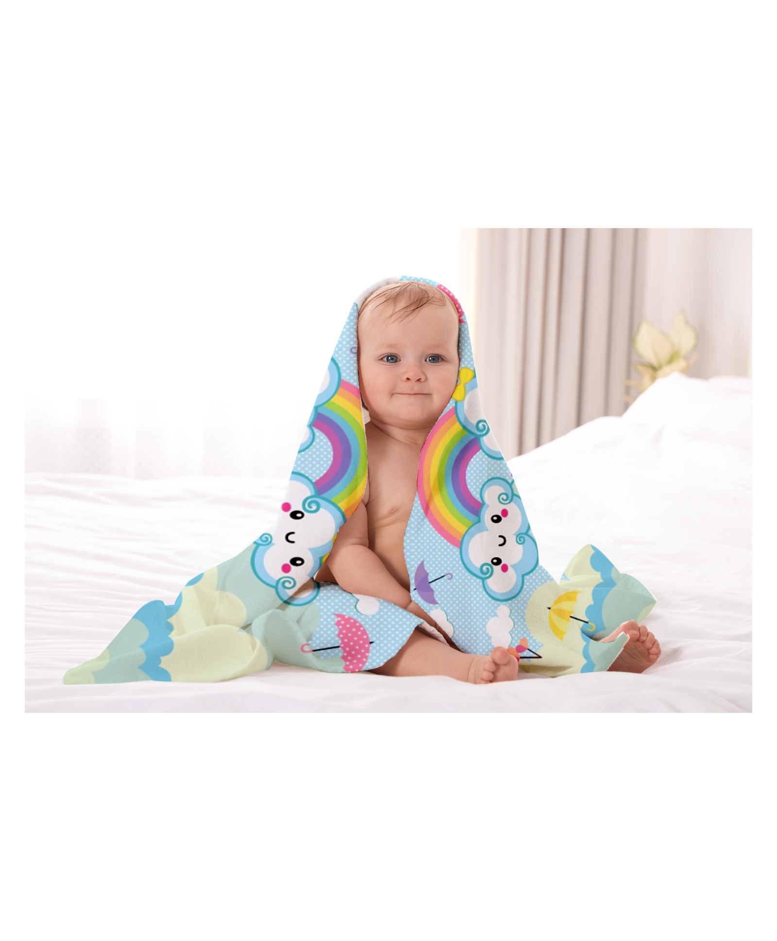 New Comers 100 % Muslin Cotton 4 Layered Printed Baby Bath Towel- Sky Blue Color-image-5