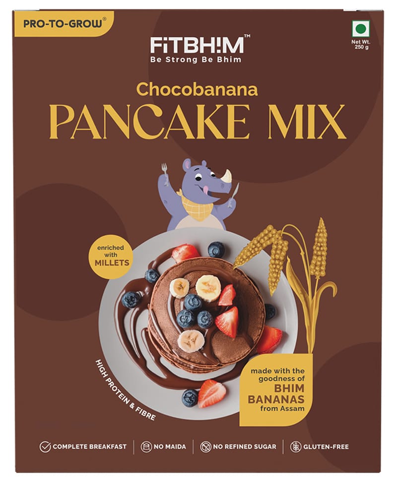 ProToGrow Fitbhim Chocobanana Instant Pancake Mix| No Maida| Rice Oats Foxtail Millet| Natural Bhim Banana| Chocolate, 250 g-image-40