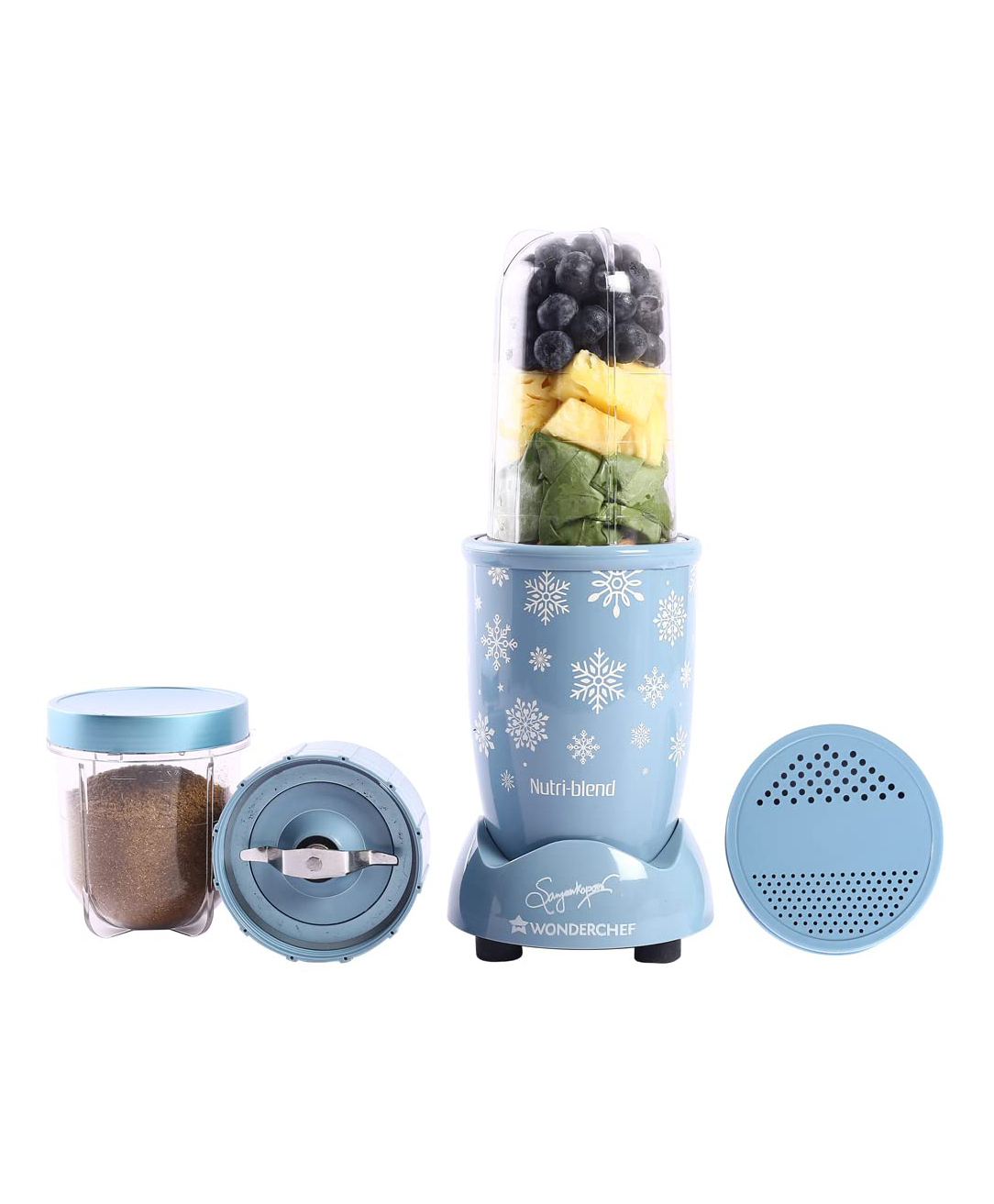Wonderchef Nutri Blend, 230V 50Hz 400 W 22000 RPM Mixer Grinder Blender 2 Jars - Snowflake Blue