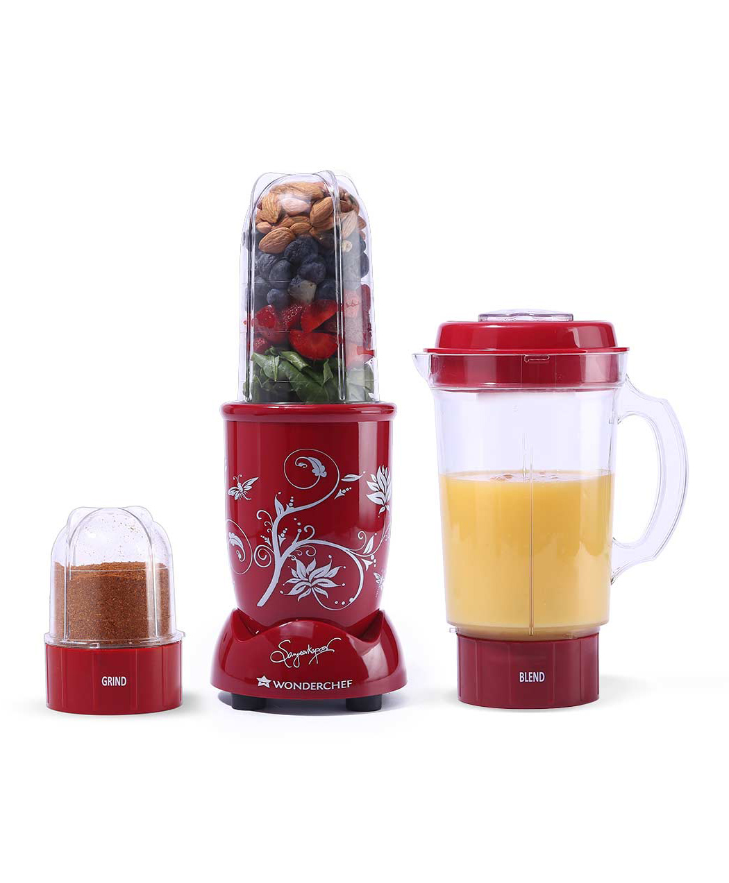 Wonderchef Nutri-blend 3 Jar Juicer, Mixer, Grinder, Blender & Smoothie Maker 22000 RPM, 500W 100% Copper Motor -Red-image-37