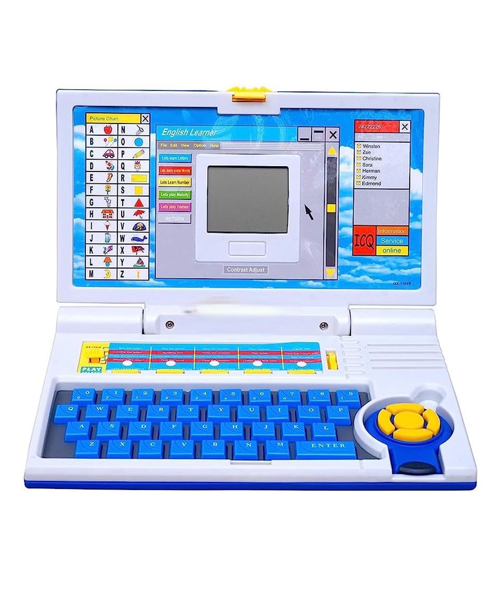FUNVERSE Educational Laptop Computer Toy with Mouse for Kids Above 3 Years - 20 Fun Activity Learning Machine, Now Learn Letter, Words, Games, Mathematics, Music, Logic, Memory Tool - Blue-picture-19