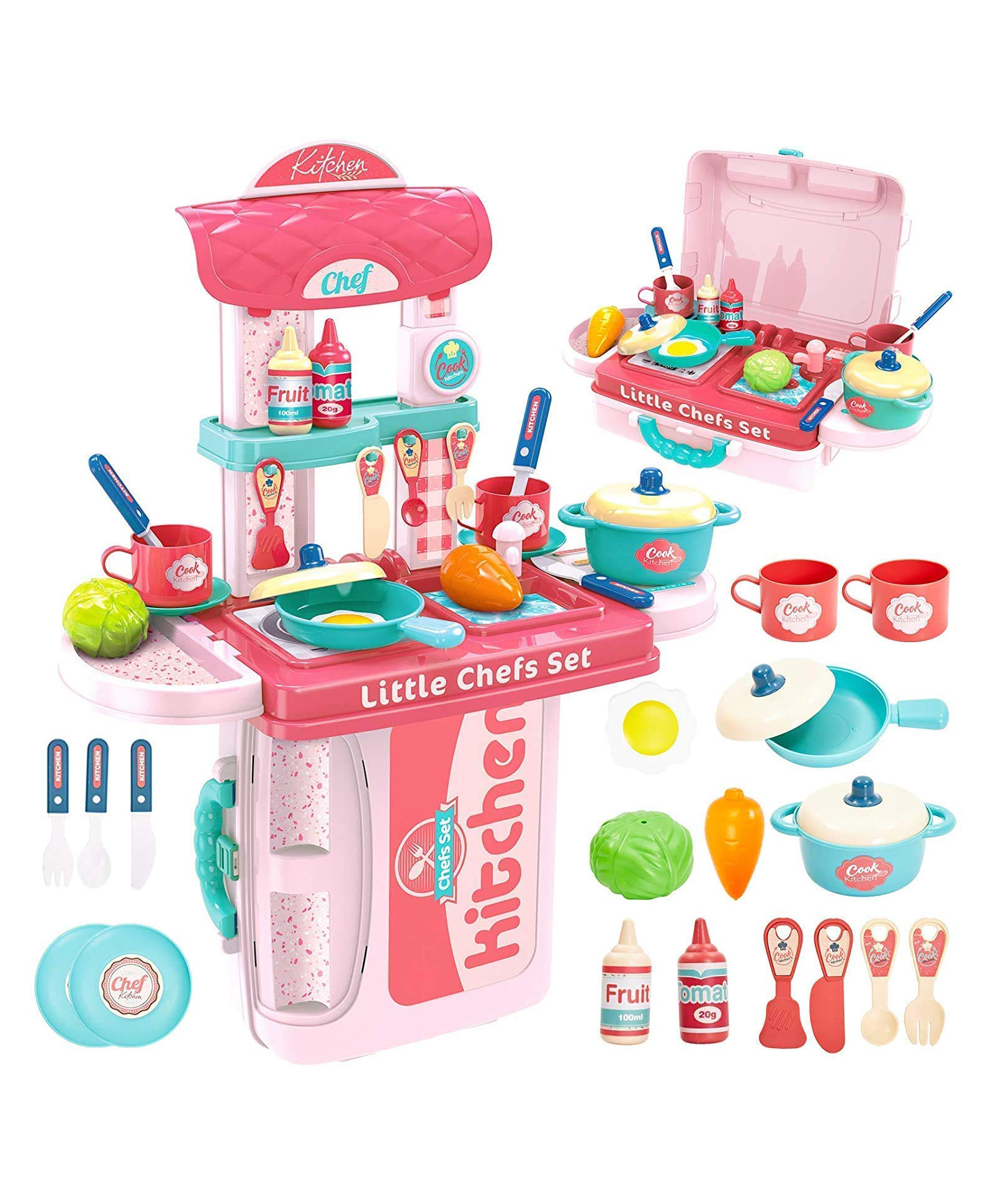 FUNVERSE Kitchen Set For Girls Toy With Cooking Utensils Combo Items, Little Chef Realistic Miniature Chefs Pretend Play/Role Play Home Game