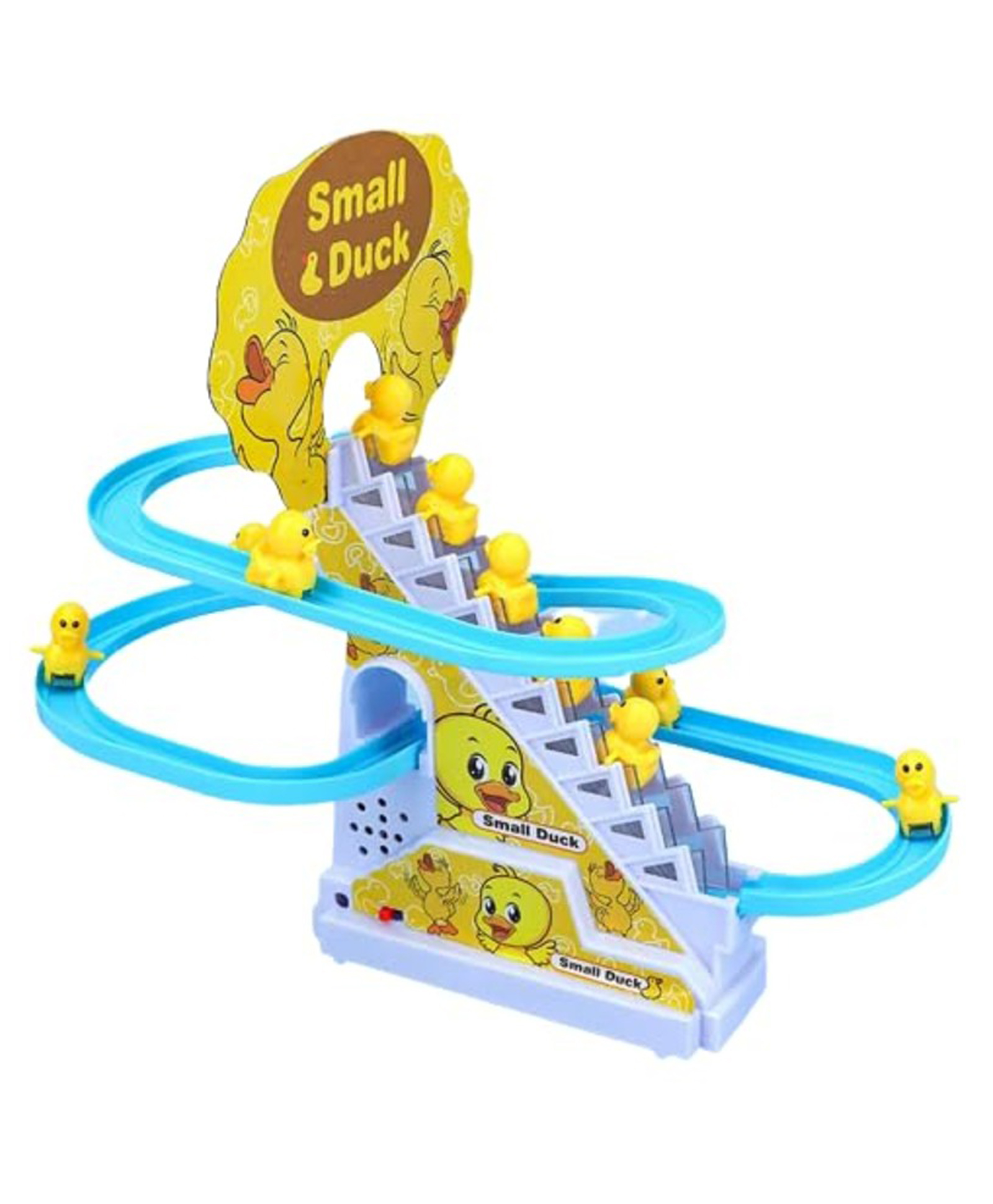 FUNVERSE Duck Track Toys For Kids - Small Ducks Stair Climbing Toys For Kids, Escalator Toy With Lights And Music - 3 Duck Included (Duck Track)