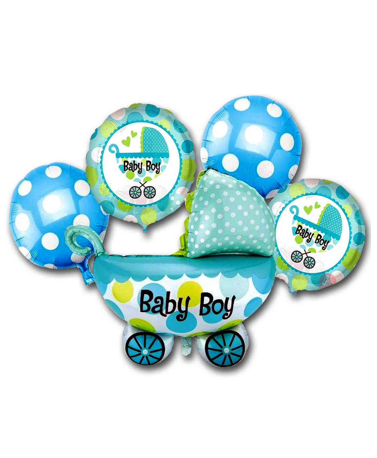 Decor Mantra baby boy printed pram kart shape foil balloon for baby shower , new born baby party decoration - Blue - Pack of 5-image-20