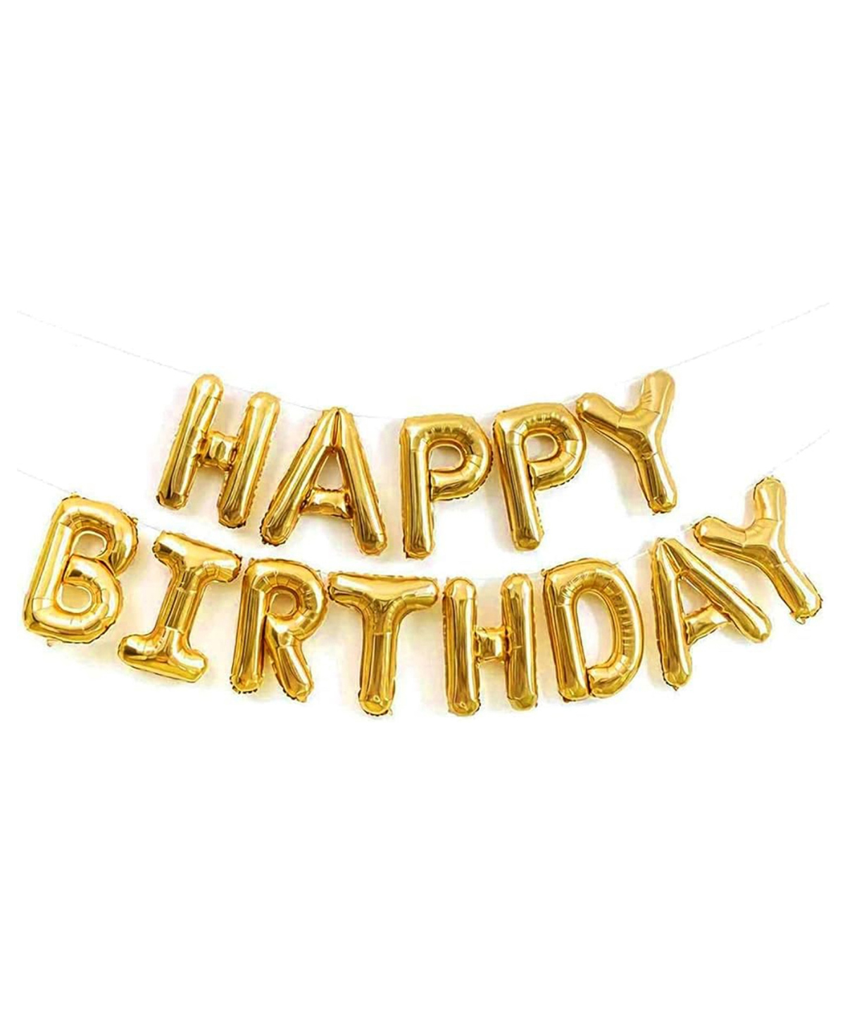 Decor Mantra happy birthday letter foil balloonbirthday decoration items - Gold - Pack of 13-picture-24