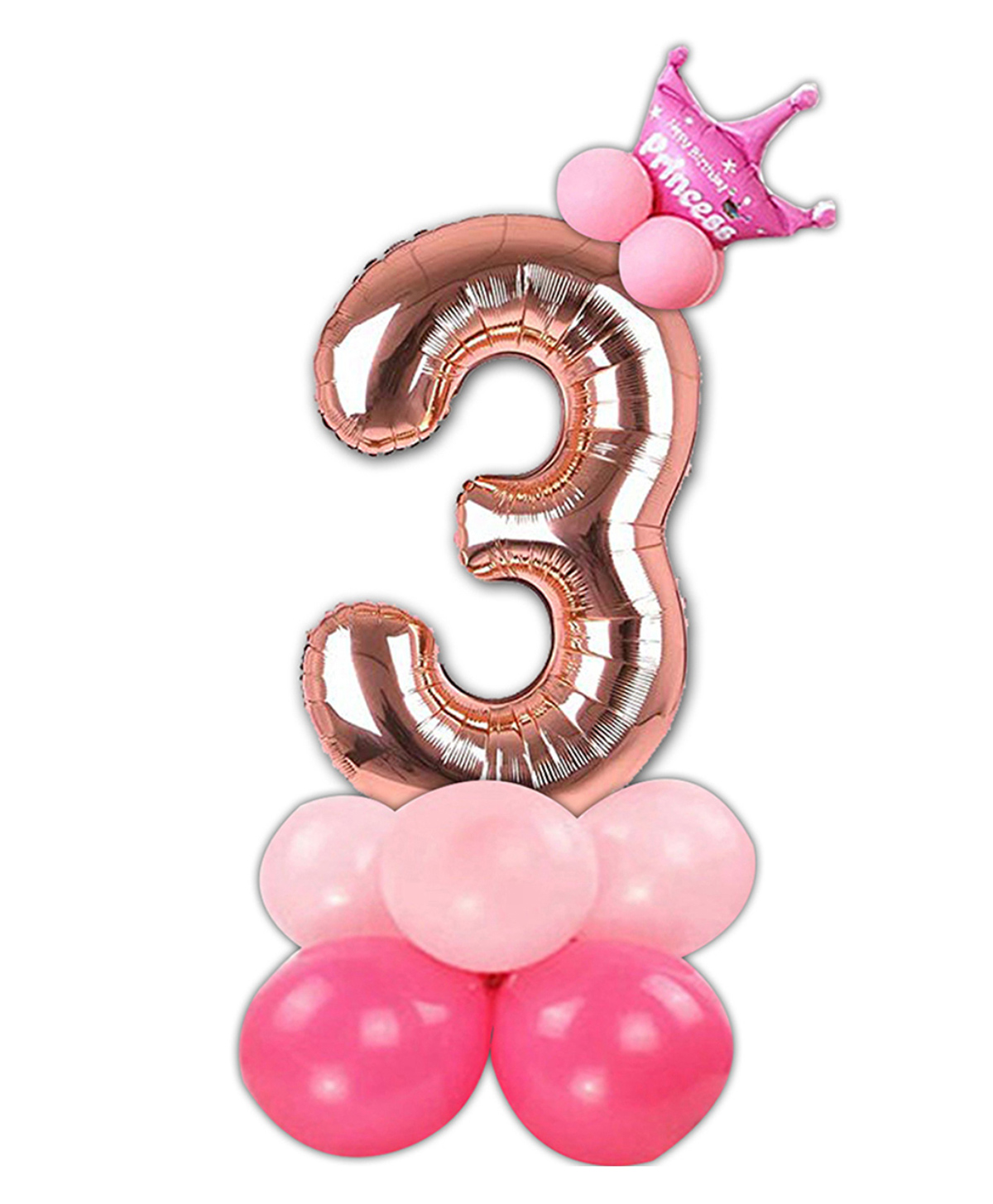 Decor Mantra Number 3 foil balloon 32 inch for birthday decoration items - Rose gold - Pack of 14