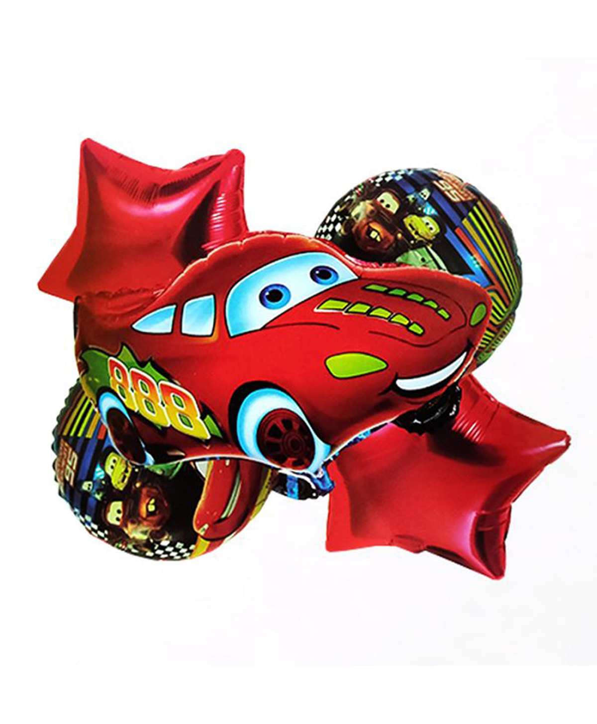 Decormantra mcqueen car theme foil balloon for boys girls kids 1st birthday decoration - Red - Pack of 5-image-5