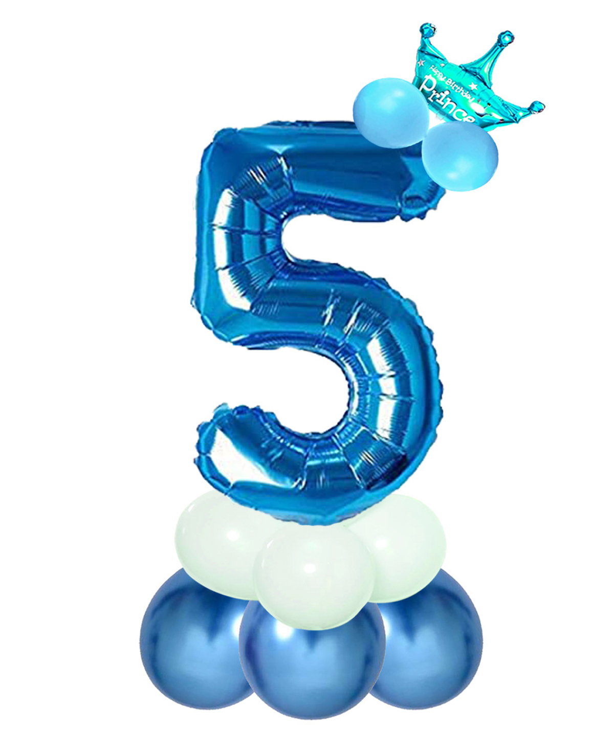 Decor Mantra Number 5 foil balloon 32 inch for birthday decoration items - Blue - Pack of 13