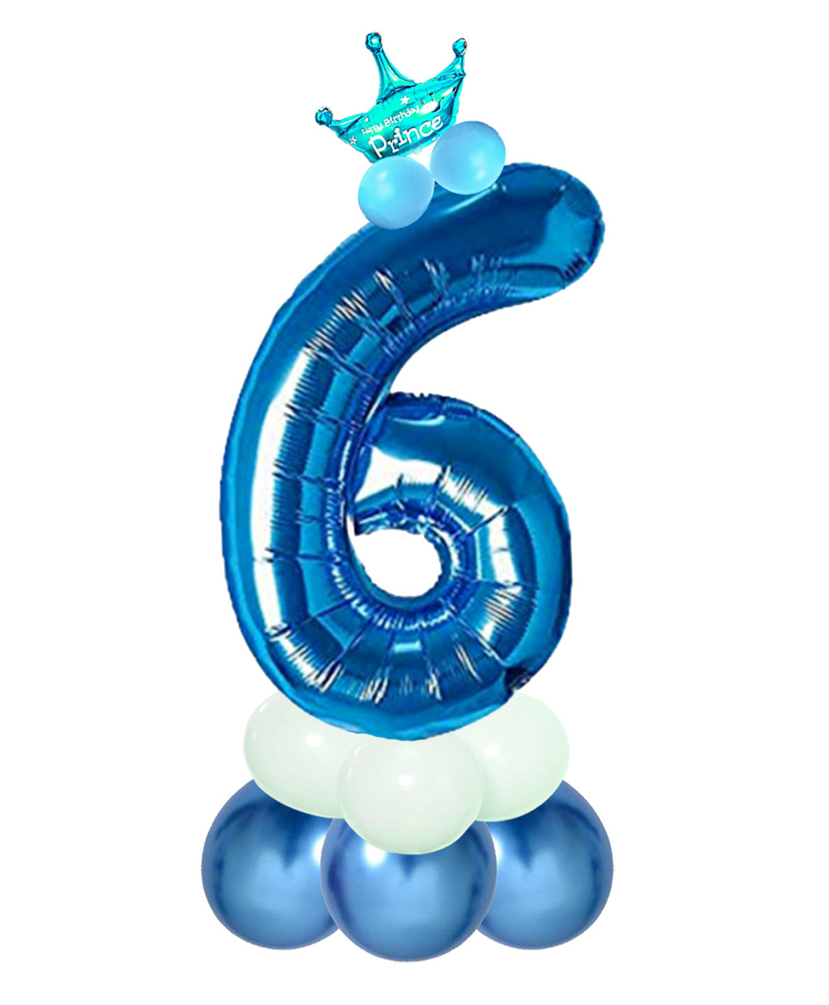 decor mantra number 6 foil balloon 32 inch for birthday decoration items - blue - pack of 13