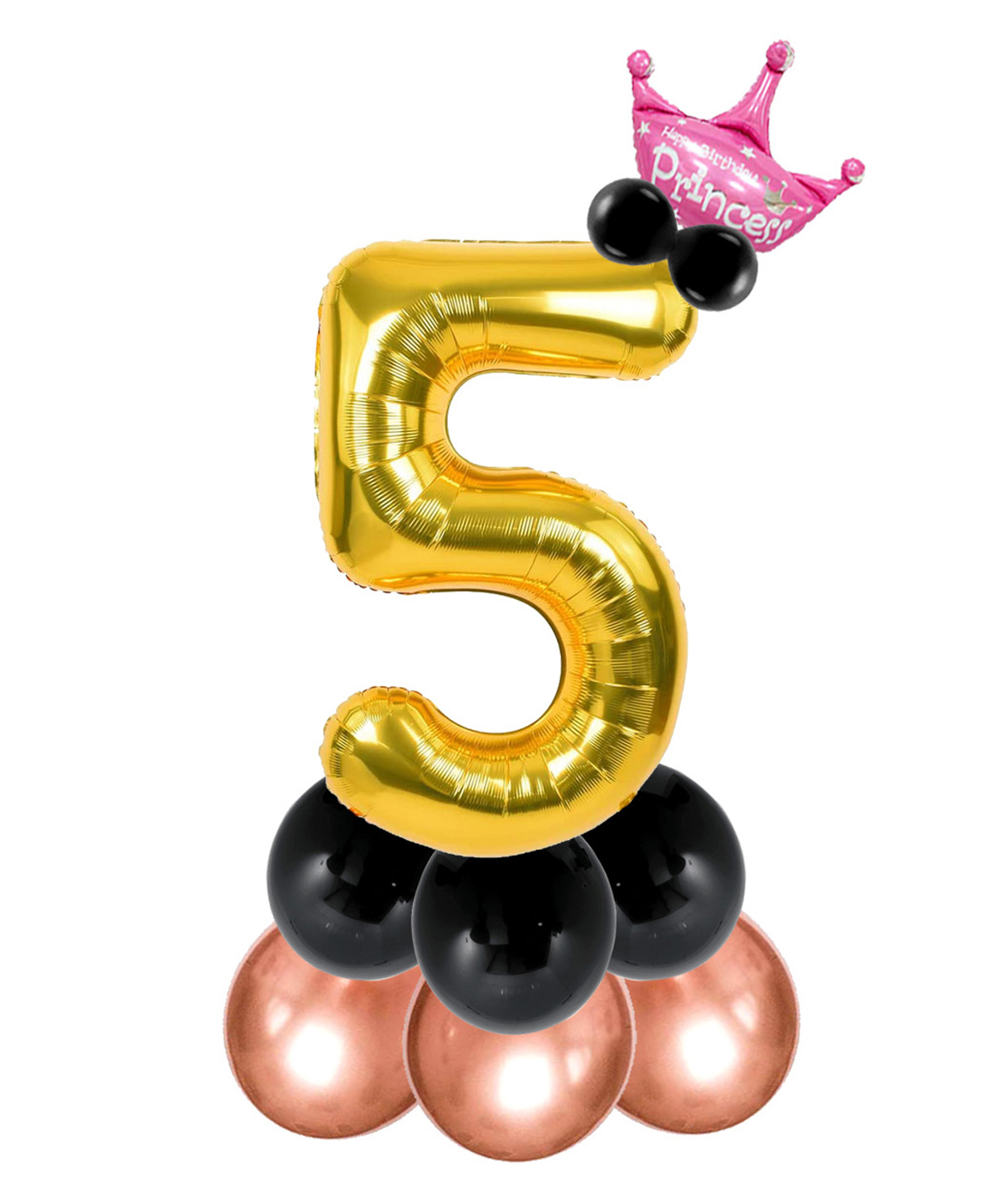 Decor Mantra Number 5 foil balloon 32 inch for birthday decoration items - Gold - Pack of 13-picture-21