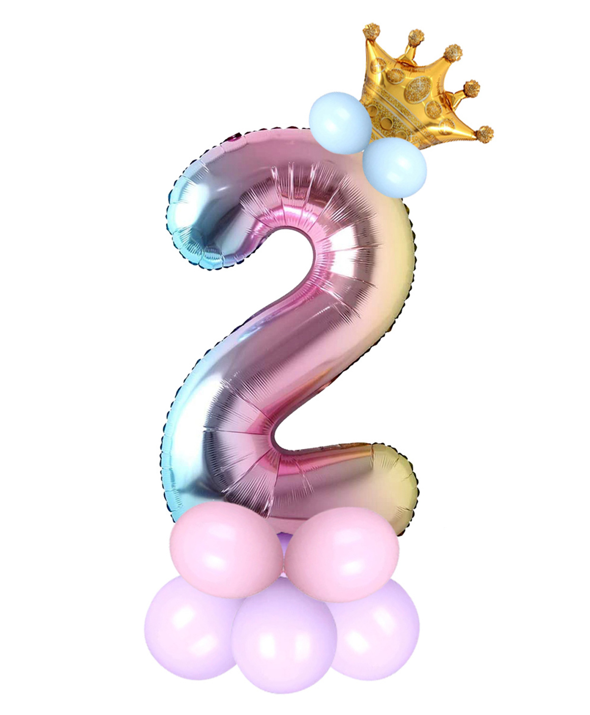 Decor Mantra Number 2 foil balloon 32 inch for birthday decoration items - Multi Color - Pack of 13-image-33