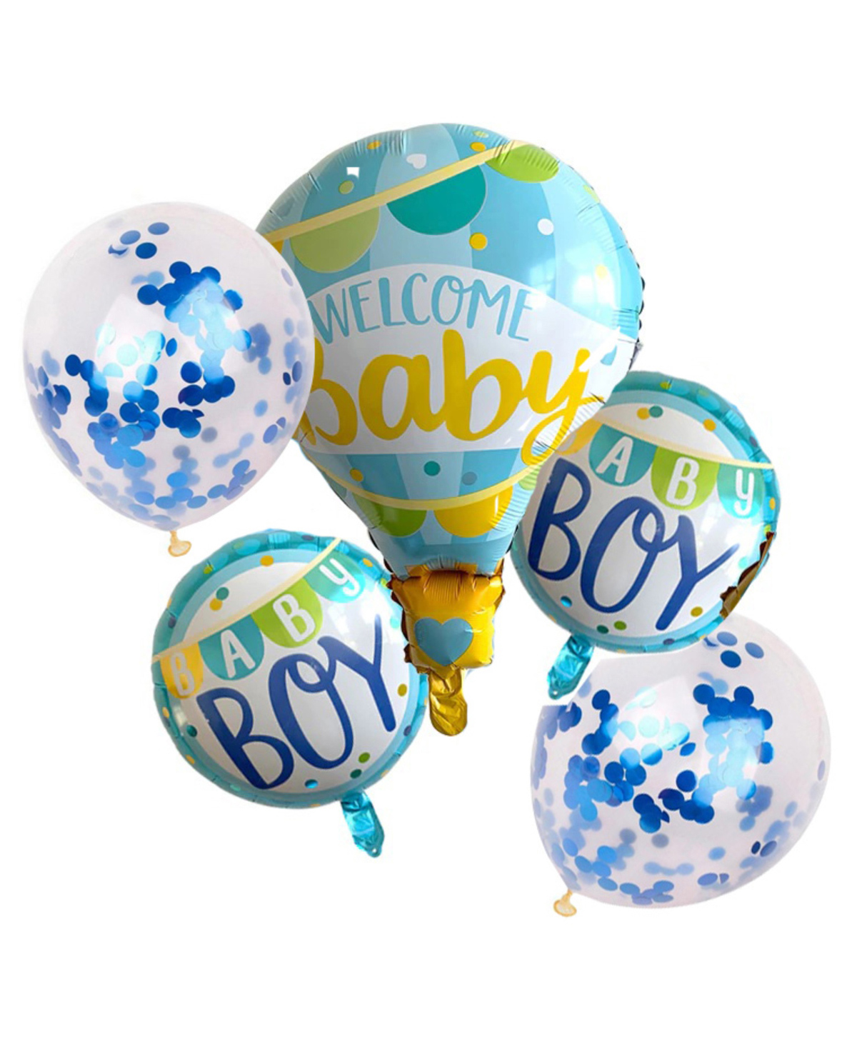 Decor Mantra welcome baby boy printed perachute foil balloon for baby shower & new born baby shower decoration - Blue - Pack of 5-picture-19