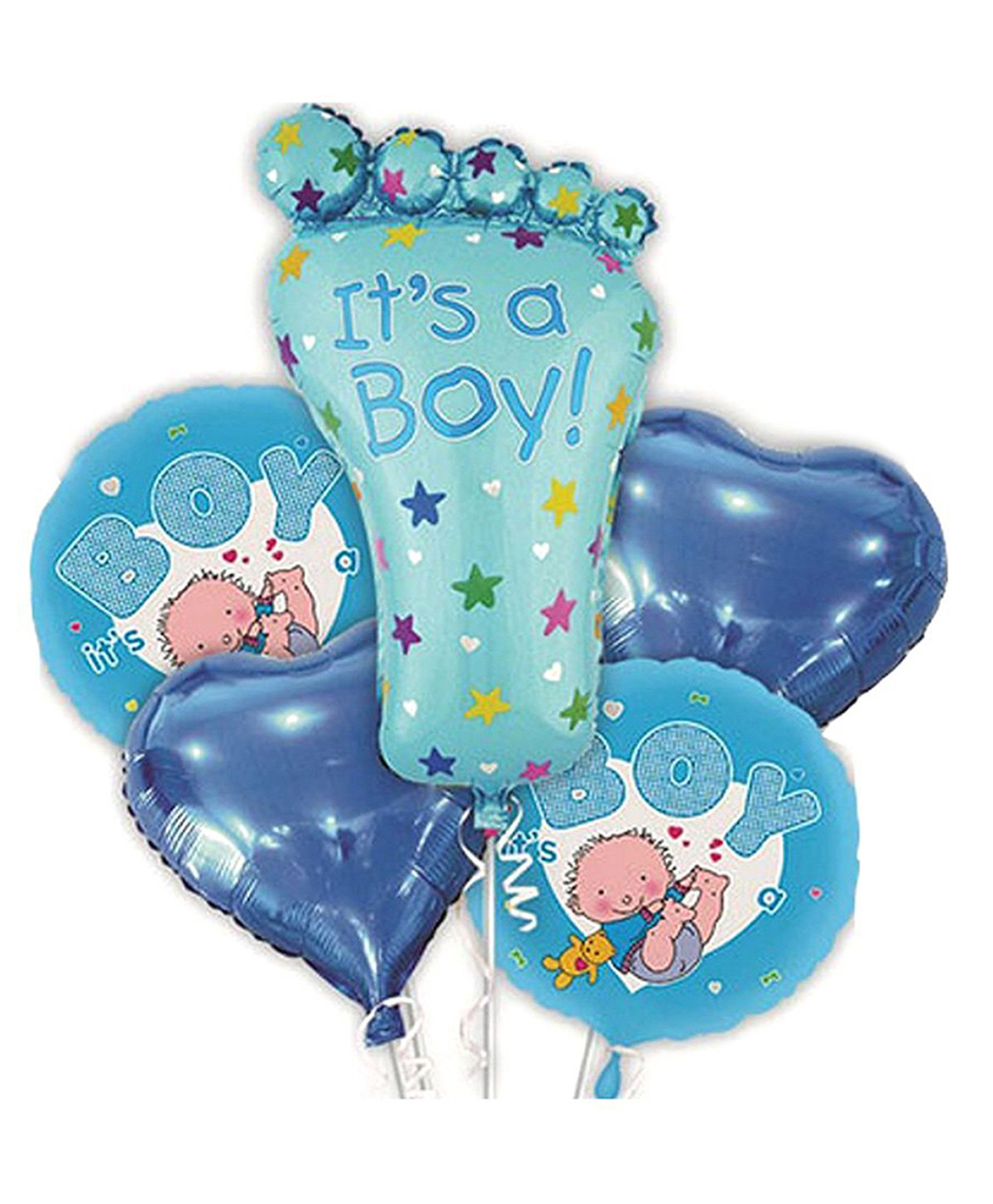 Decor Mantra it's boy printed foot shape foil balloon for baby shower and boys first birthday decoration - Blue - Pack of 5-image-35