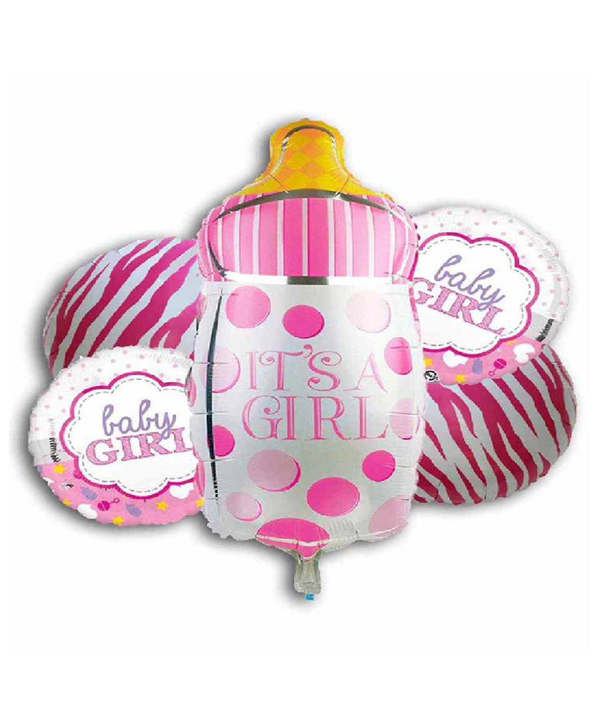 Decor Mantra it's girl printed bottle shape foil balloon for baby shower and girls first birthday decoration - Pink - Pack of 5-picture-13