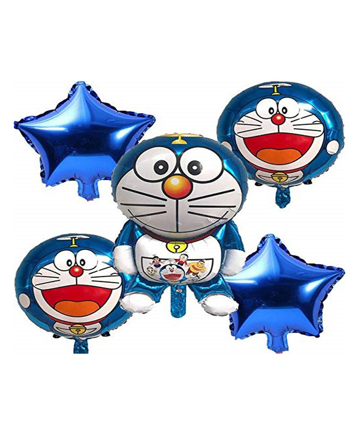 Decor Mantra doraemon cartoon character foil balloon for birthday decoration kit - Blue - Pack of 5-image-3