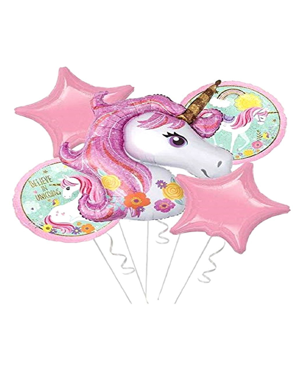 Decor Mantra unicorn theme foil balloon for 1st birthday baby shower party decoration - white - Pack of 5-image-28