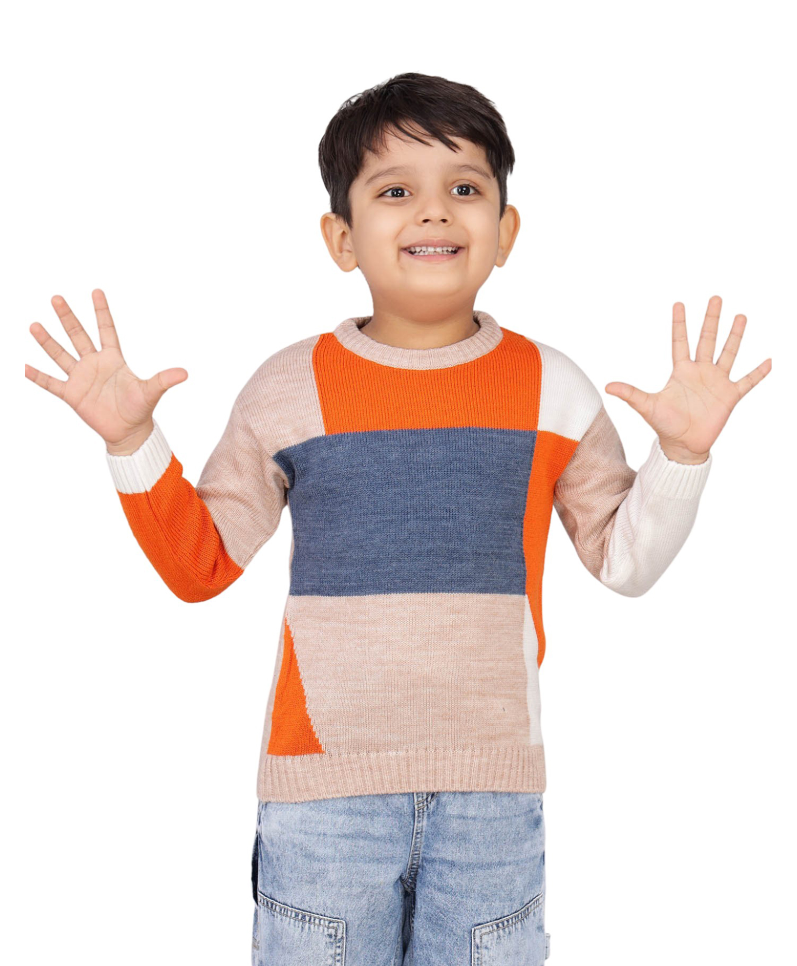JoE Hazel Full Sleeves Colour Blocked Sweater - Multi Colour-image-46