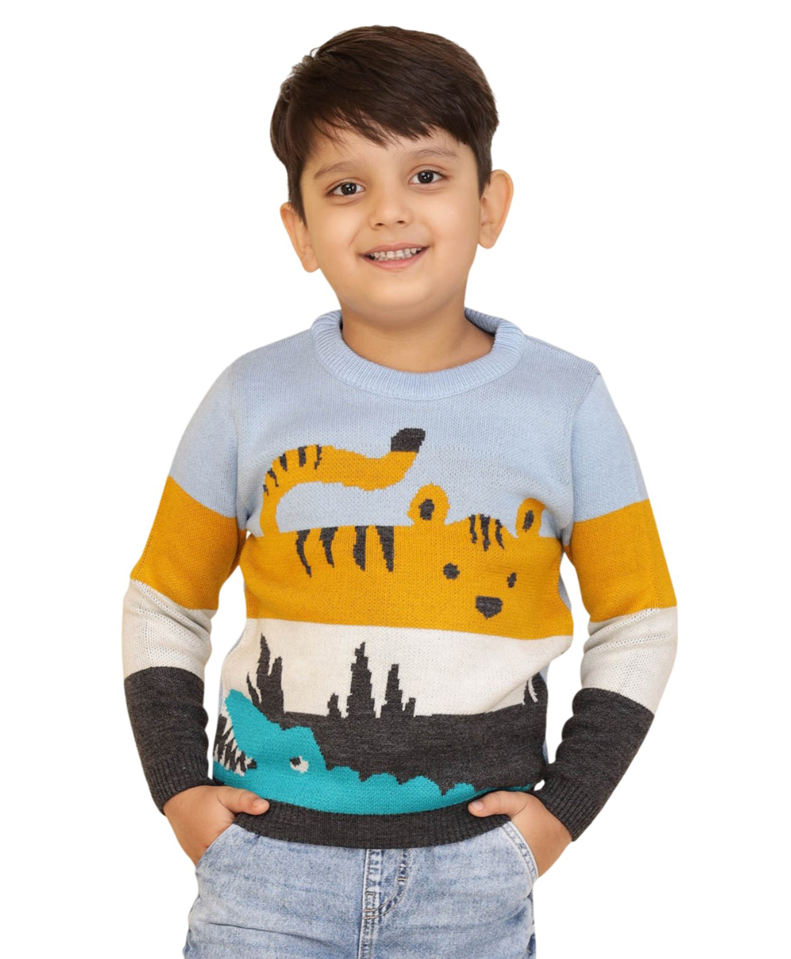 JoE Hazel Full Sleeves Animals Designed Sweater - Multi Colour-picture-18