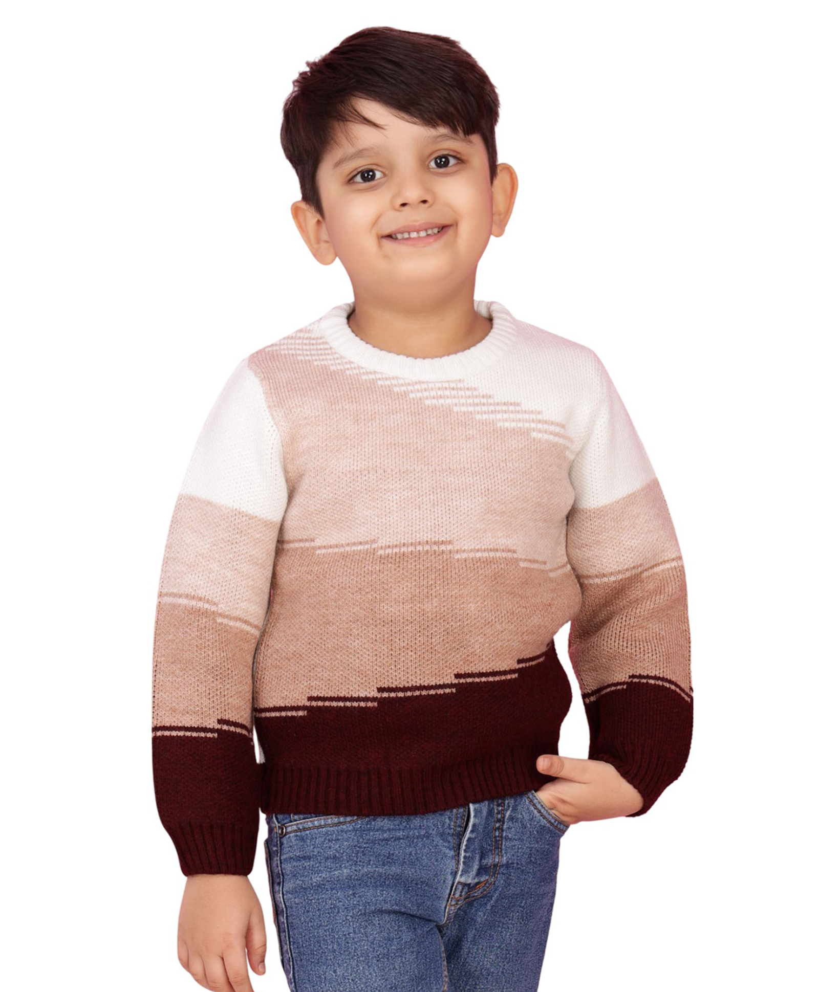 JoE Hazel Full Sleeves Colour Blocked Sweater - Brown-picture-23